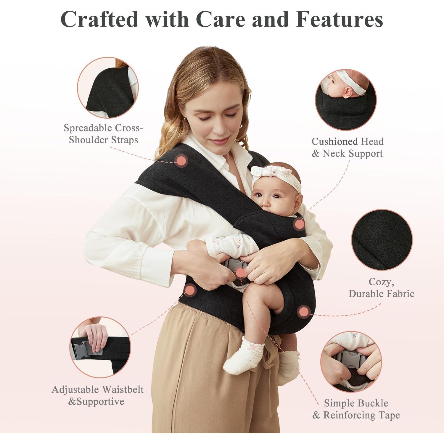 Portabebés ergonómico negro para recién nacidos YM019