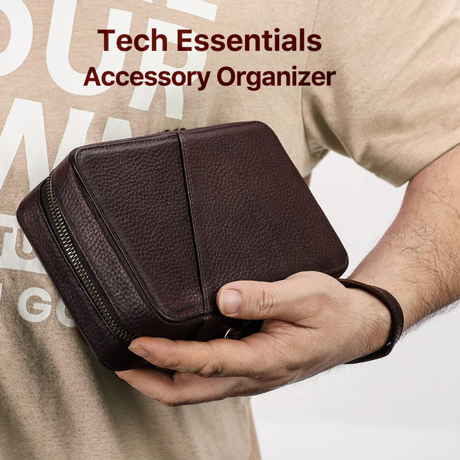 Estuche Organizador Electrónico CataPurus Cuero Vintage 20.6x12.4cm