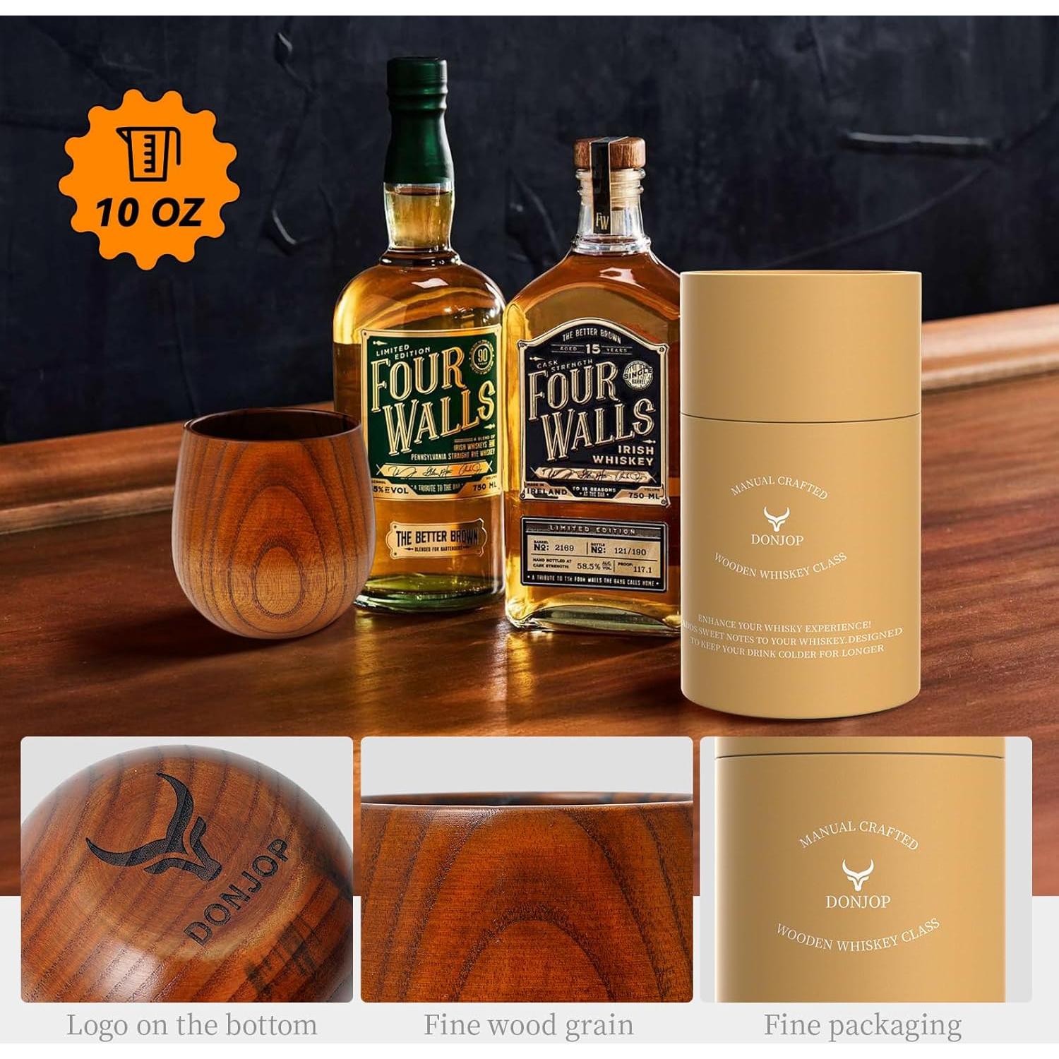 Vaso de Whisky de Madera DONJOP 10 OZ (0.29 L) Artesanal