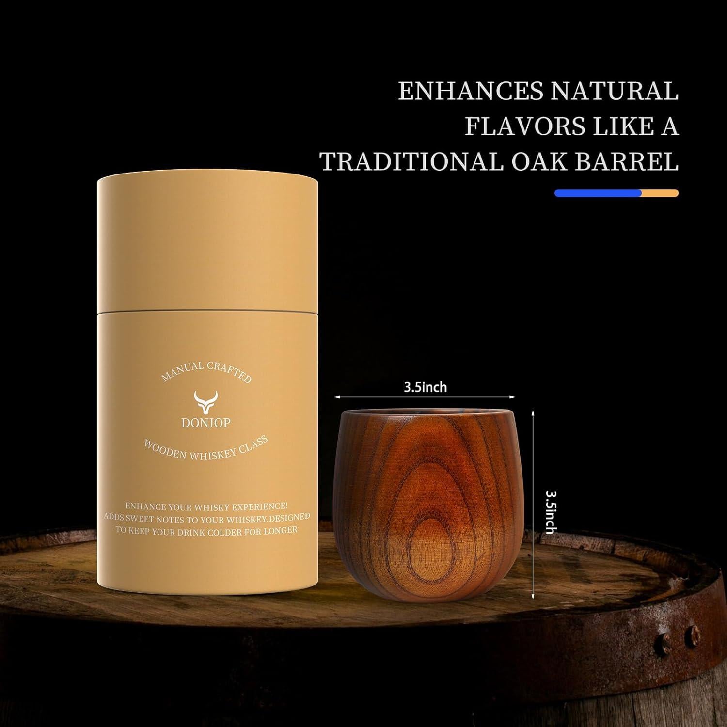 Vaso de Whisky de Madera DONJOP 10 OZ (0.29 L) Artesanal