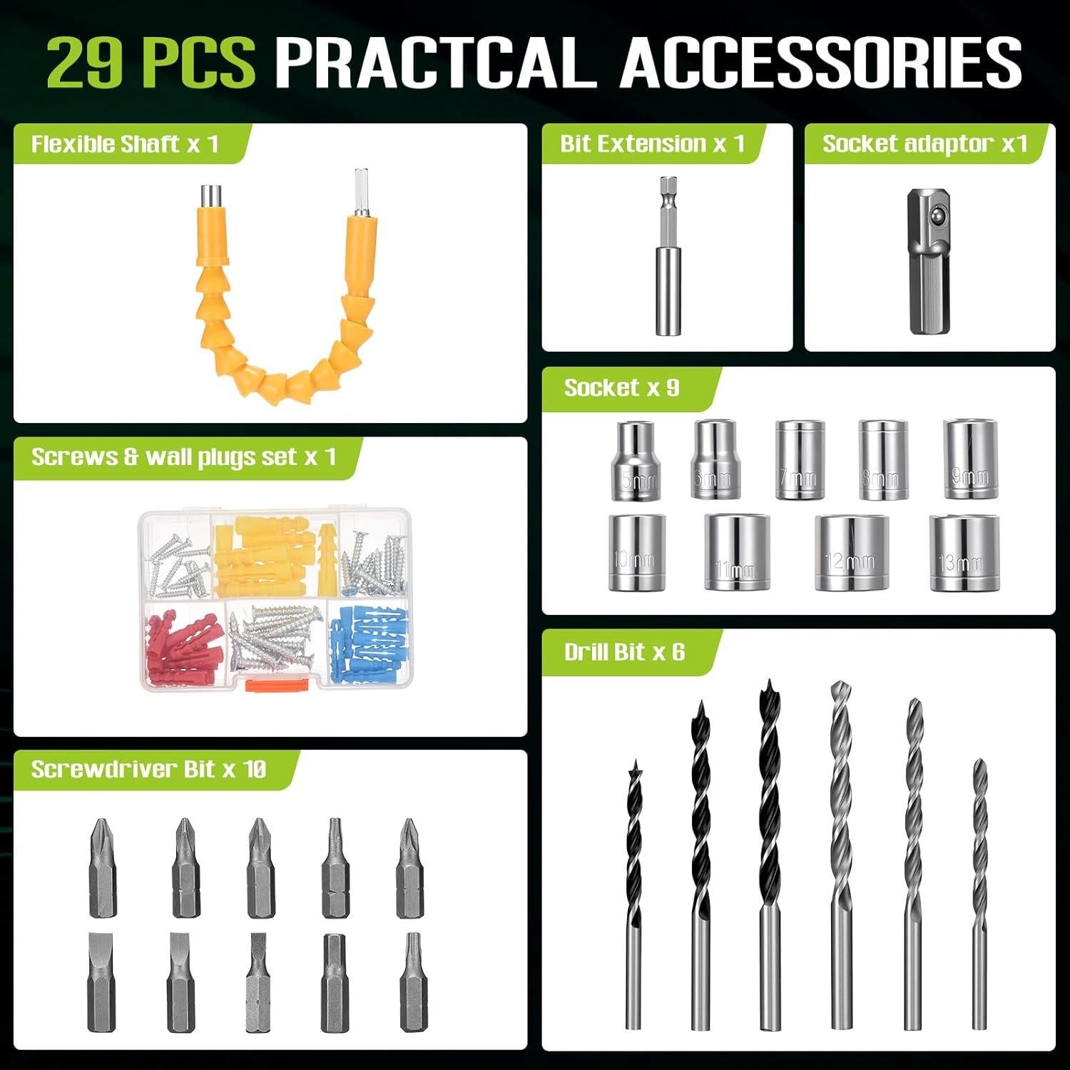 Taladro Inalámbrico WORKBLESS 21V con Batería y Accesorios
