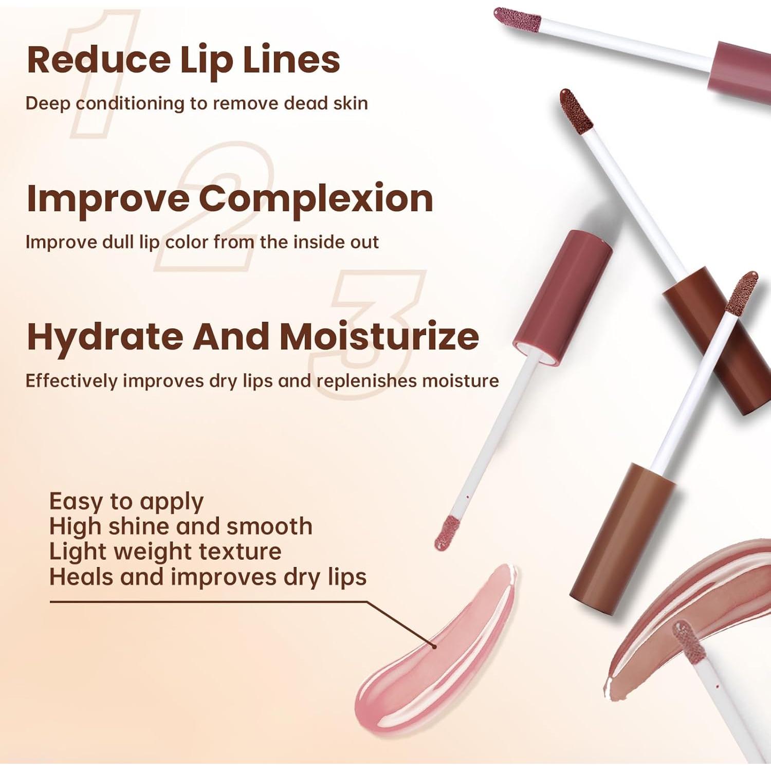 Set de Labios HOSAILY: Lápiz Labial Marrón Claro y Gloss Hidratante