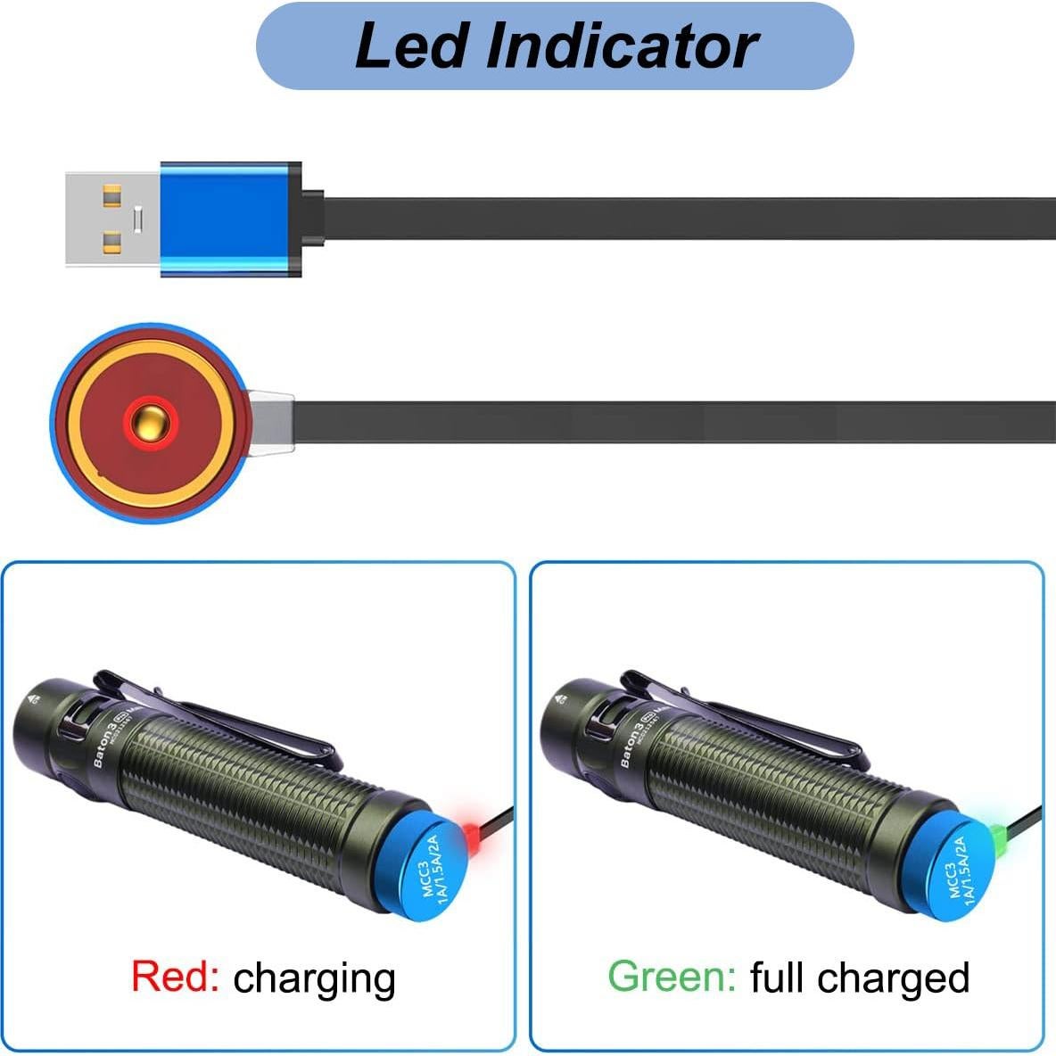 Cargador MCC 3 Olight para Linternas 1m USB de Reemplazo