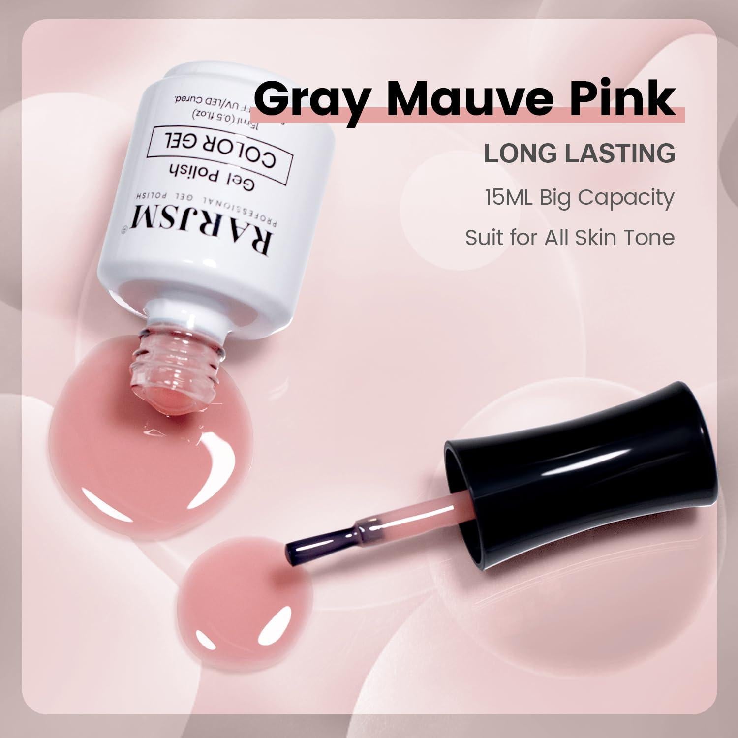 Esmalte de Uñas Gel RARJSM 15ml Rosa Nude Malva Gris