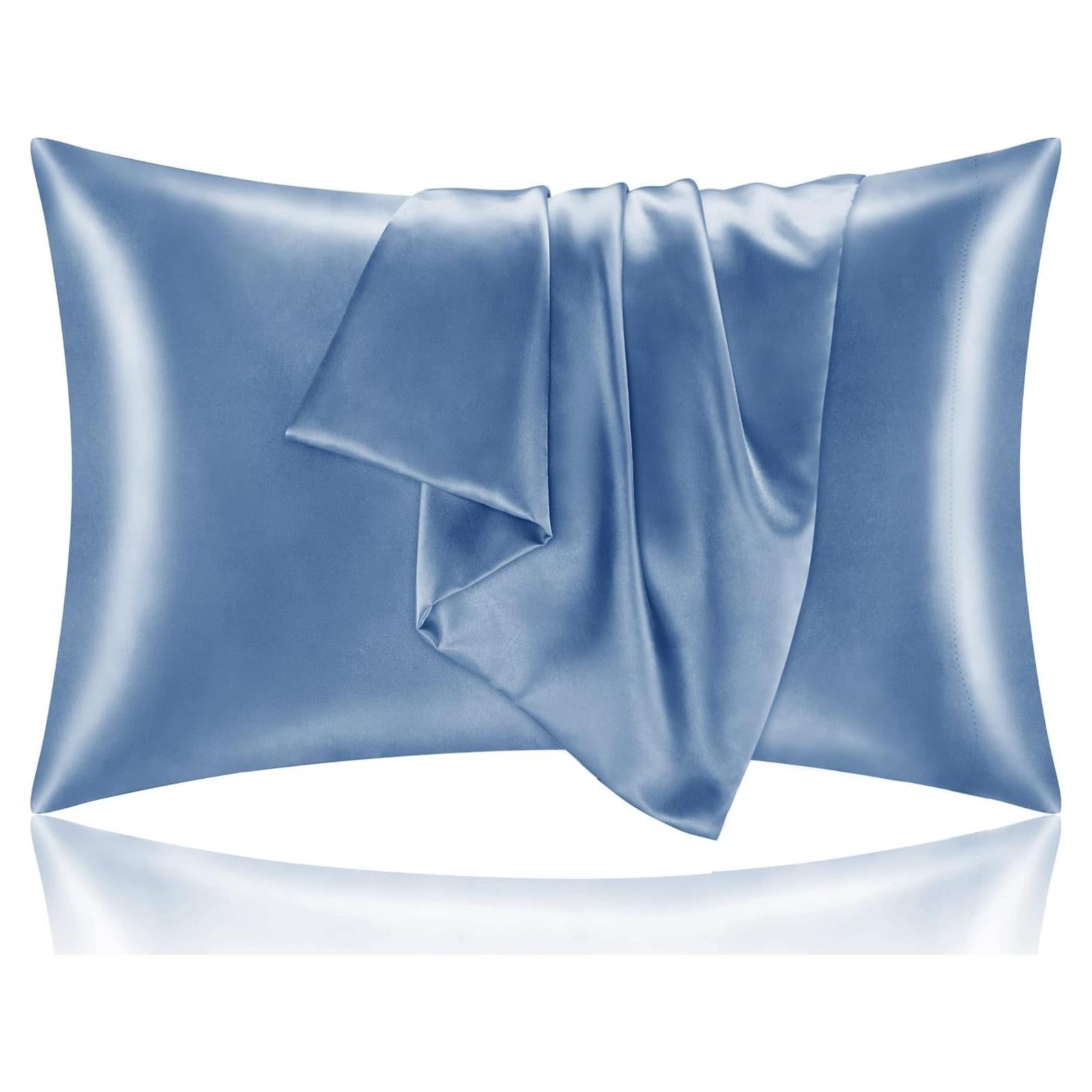 Fundas de Almohada de Satén BEDELITE 2 Piezas Estándar 66x51cm Azul