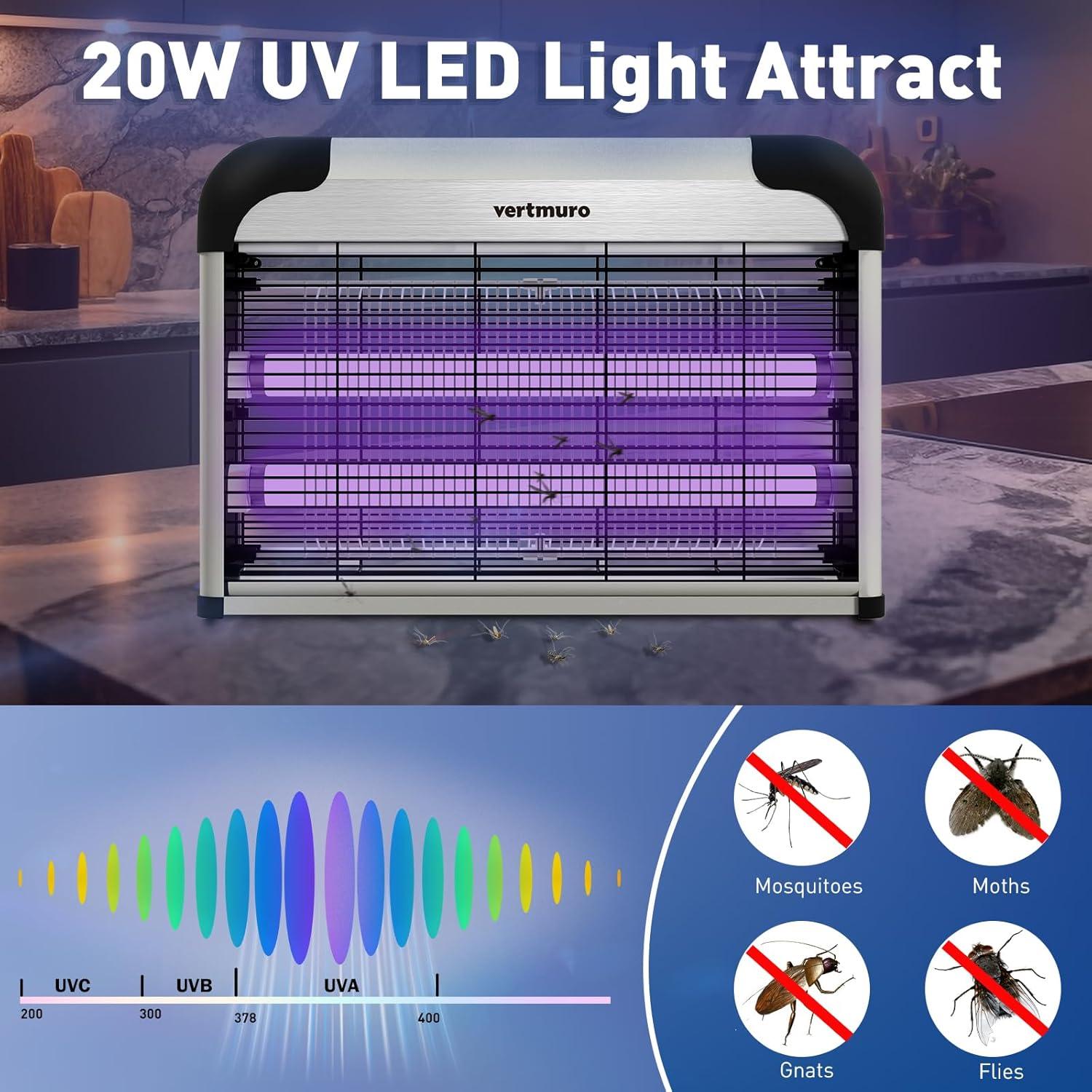 Zapper Eléctrico de Insectos Vertmuro 20W con Luz UV 3000V