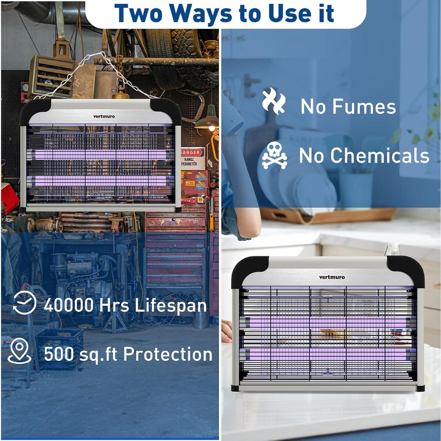 Zapper Eléctrico de Insectos Vertmuro 20W con Luz UV 3000V