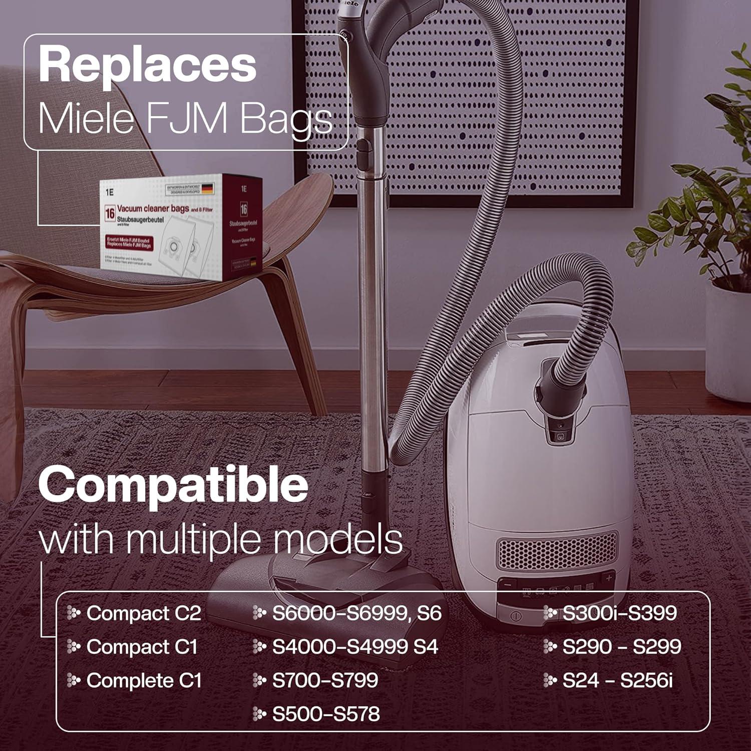 16 Bolsas de Aspiradora FJM 1E + 8 Filtros para Miele