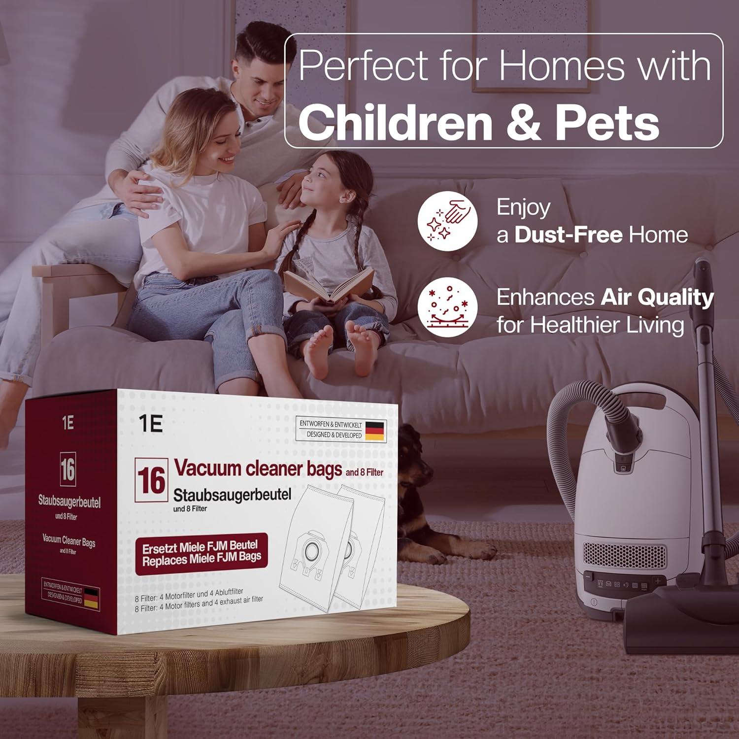 16 Bolsas de Aspiradora FJM 1E + 8 Filtros para Miele