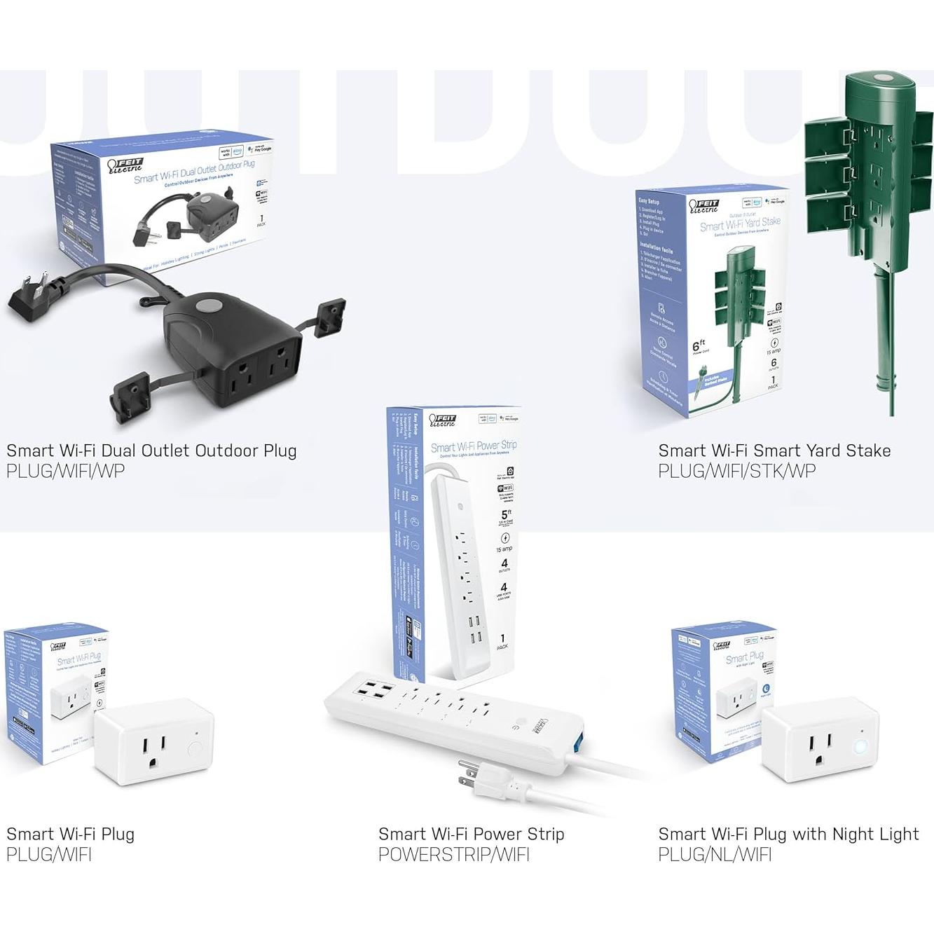 Enchufe Inteligente Feit Electric WiFi 15A Control Remoto (2 Pcs)