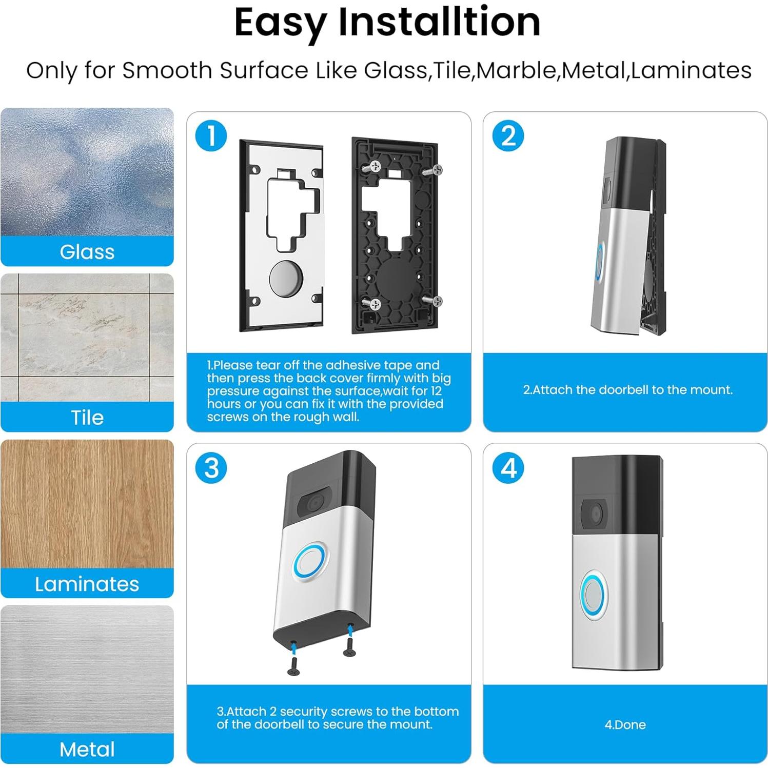 Soporte Adhesivo para Timbre Ring 2da Gen AHBTEYM - Sin Perforación