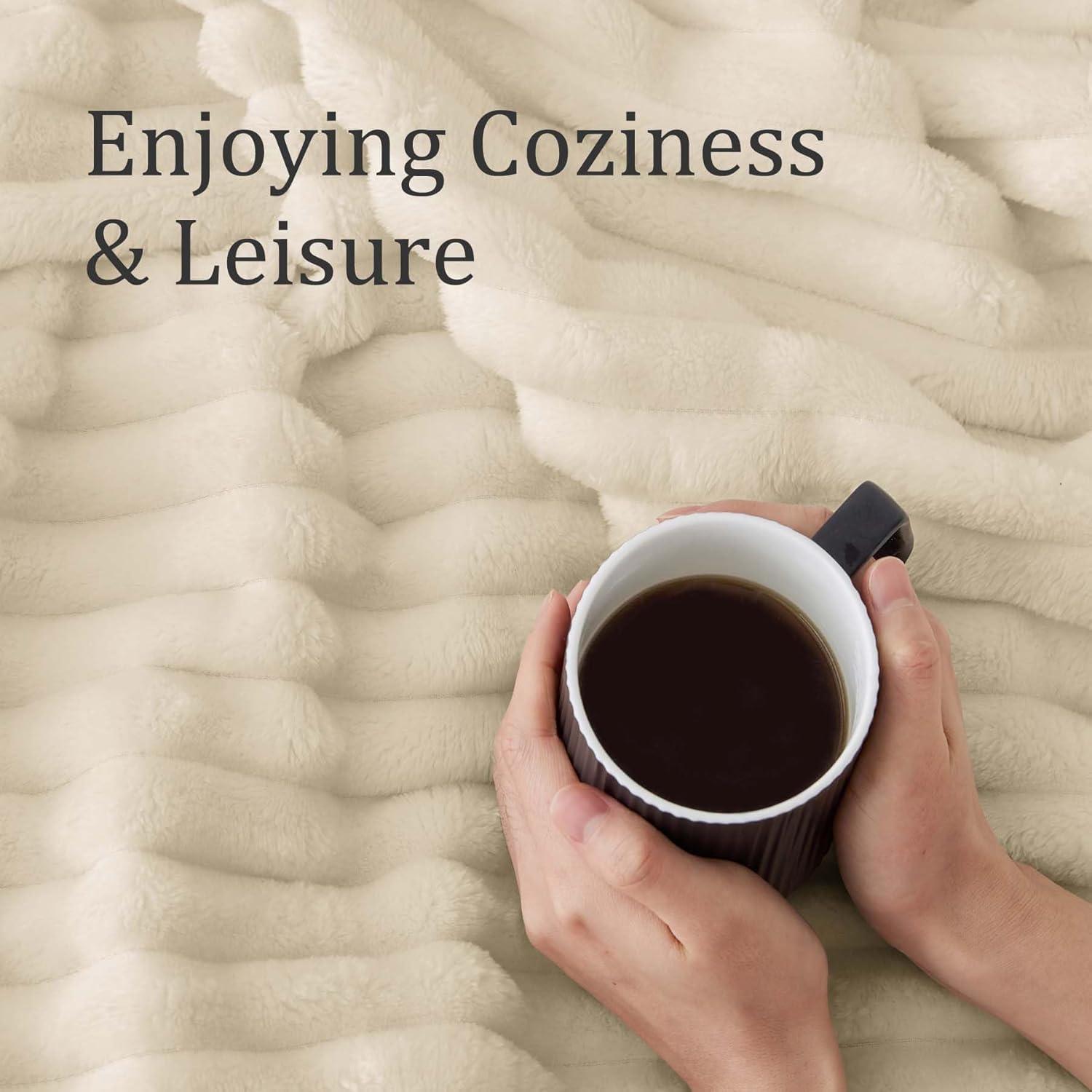 Manta de lana BEDELITE 300GSM beige 127x152cm rayas