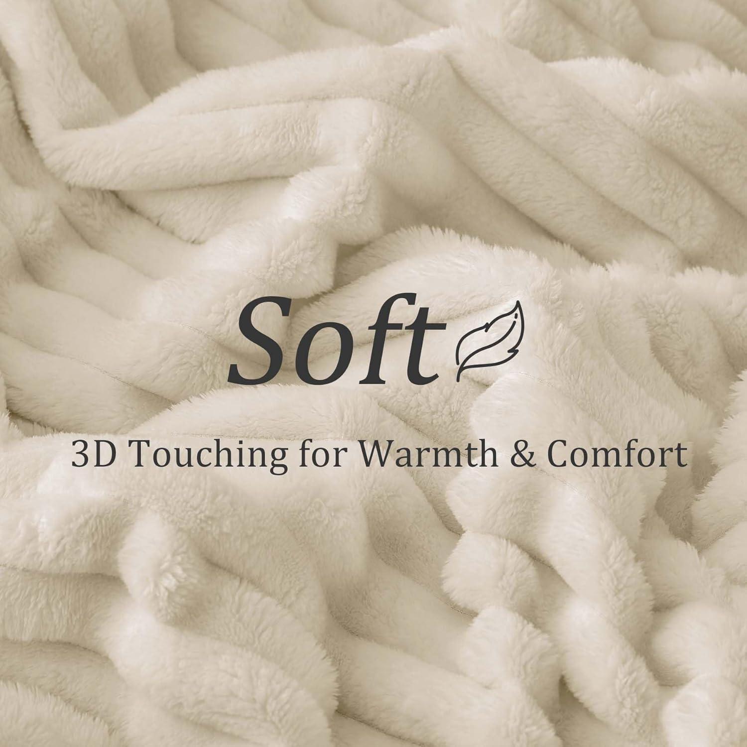 Manta de lana BEDELITE 300GSM beige 127x152cm rayas