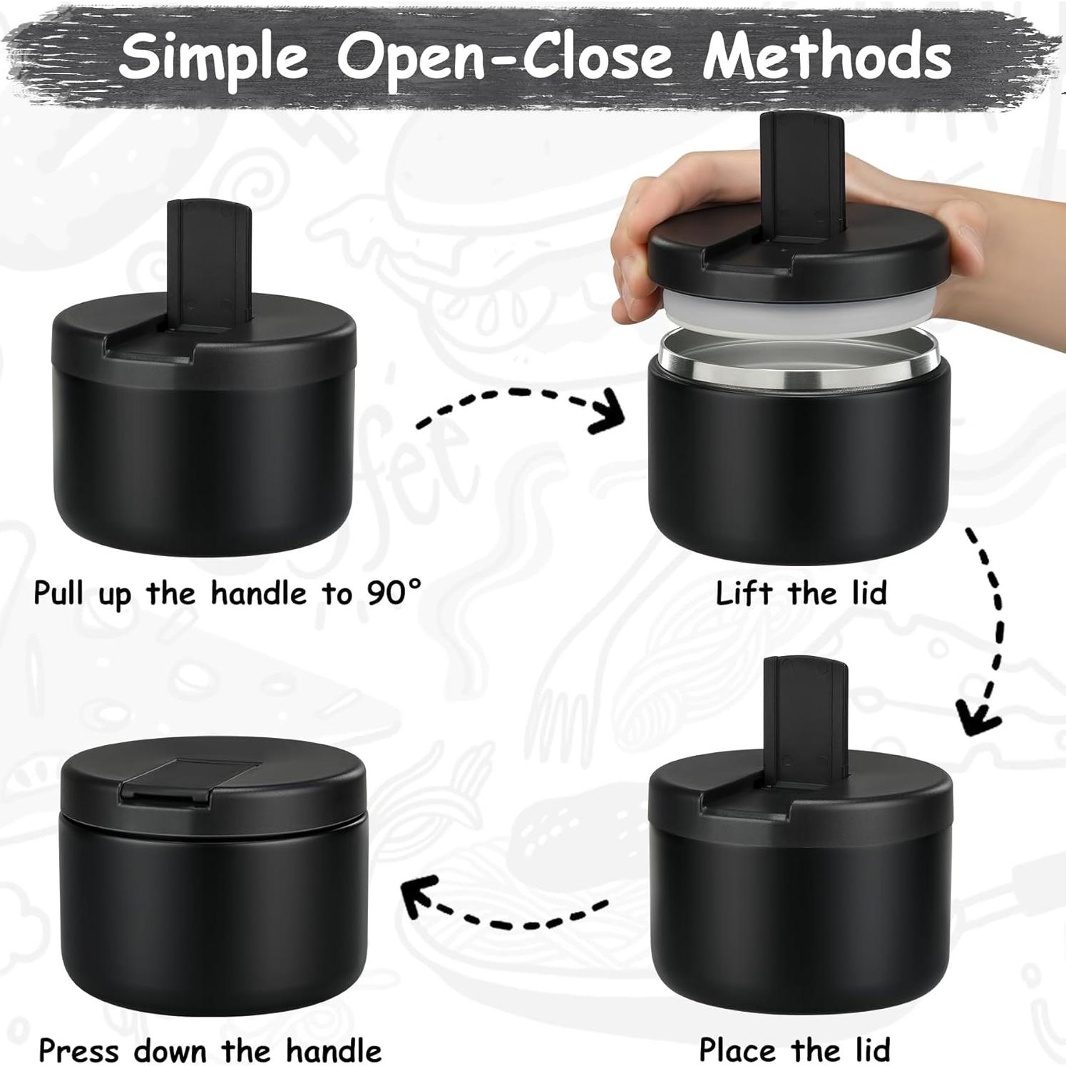 Tarro de Comida Aislado Pawtong 350ml Negro a Prueba de Fugas