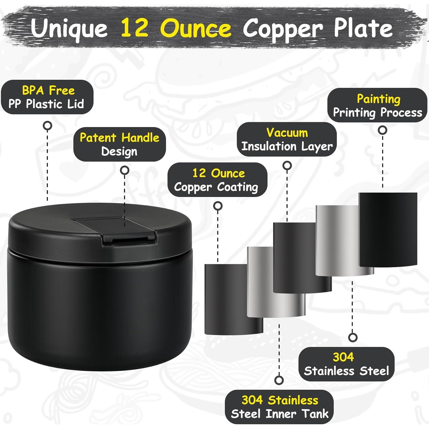 Tarro de Comida Aislado Pawtong 350ml Negro a Prueba de Fugas