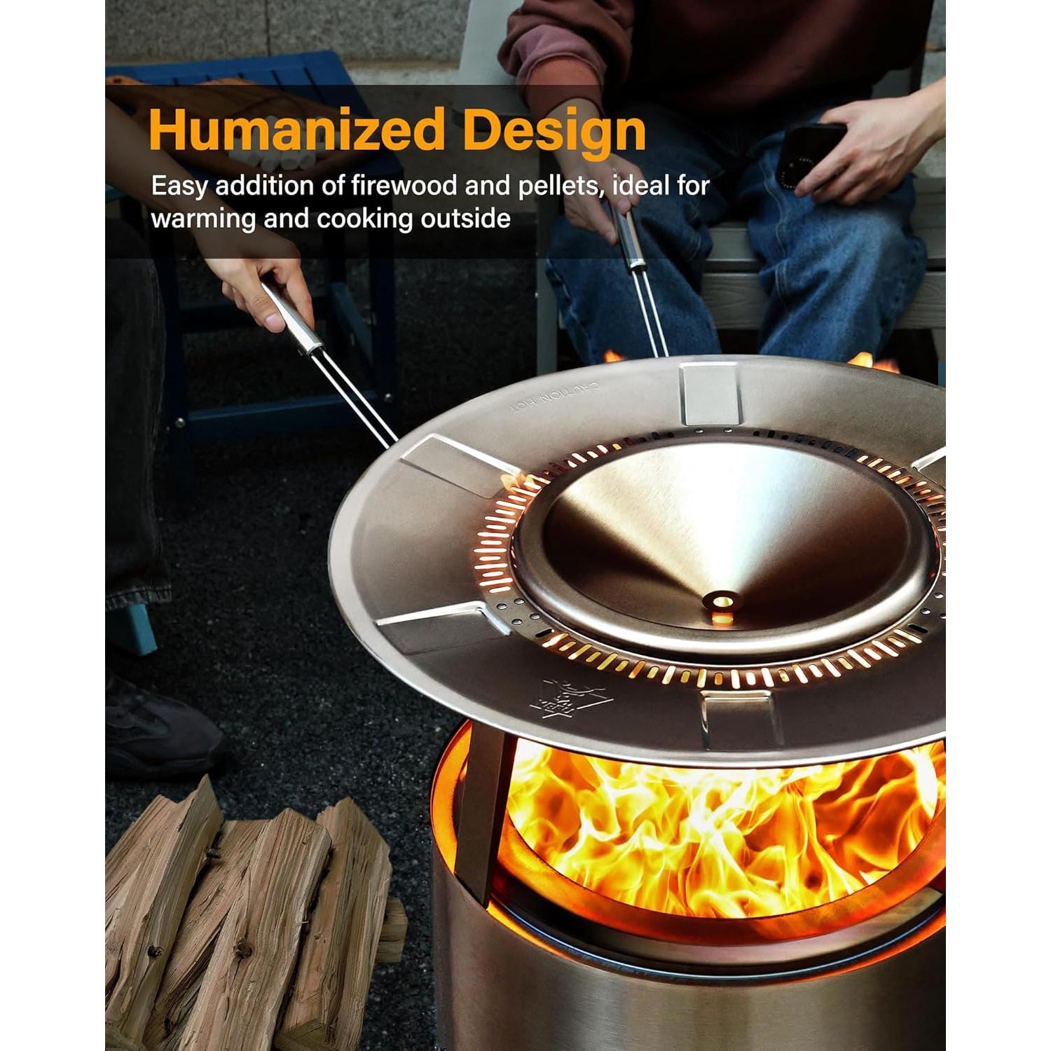 Deflector de Calor YEFU para Fogata Solo Stove 19" Acero Inoxidable