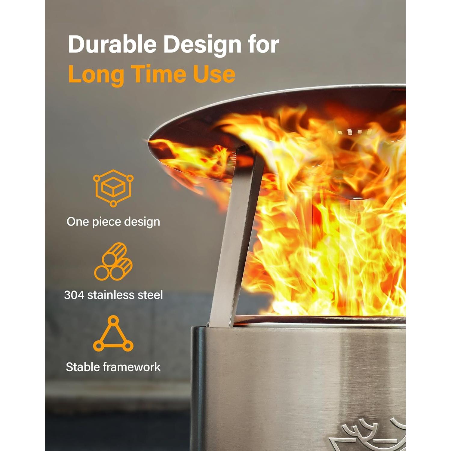 Deflector de Calor YEFU para Fogata Solo Stove 19" Acero Inoxidable