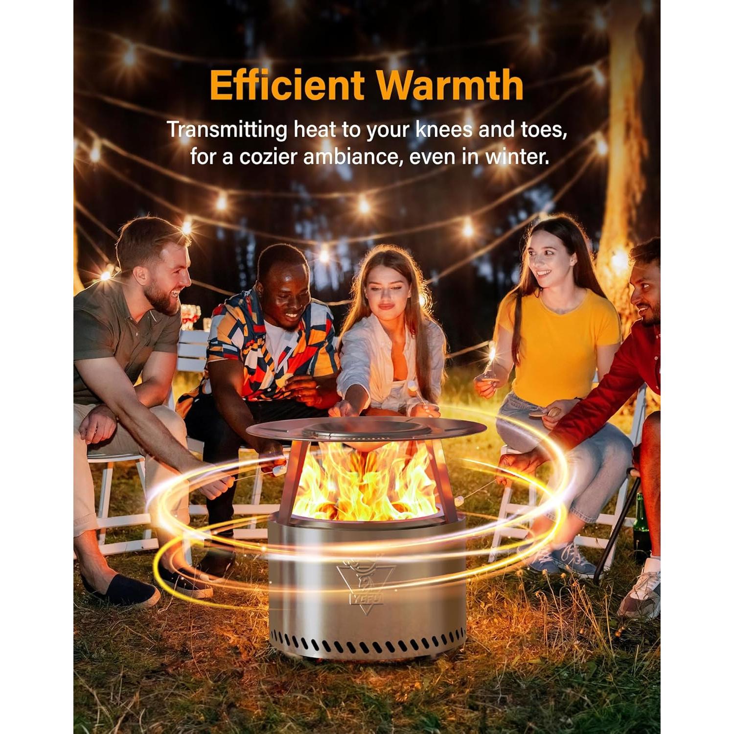 Deflector de Calor YEFU para Fogata Solo Stove 19" Acero Inoxidable