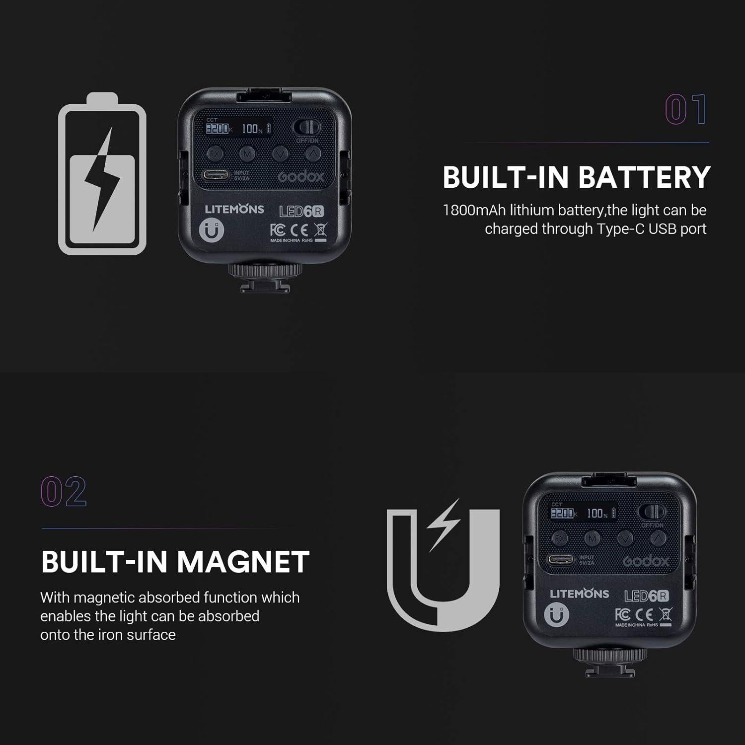 Luz LED Godox LITEMONS LED6R RGB Recargable 3200K-6500K