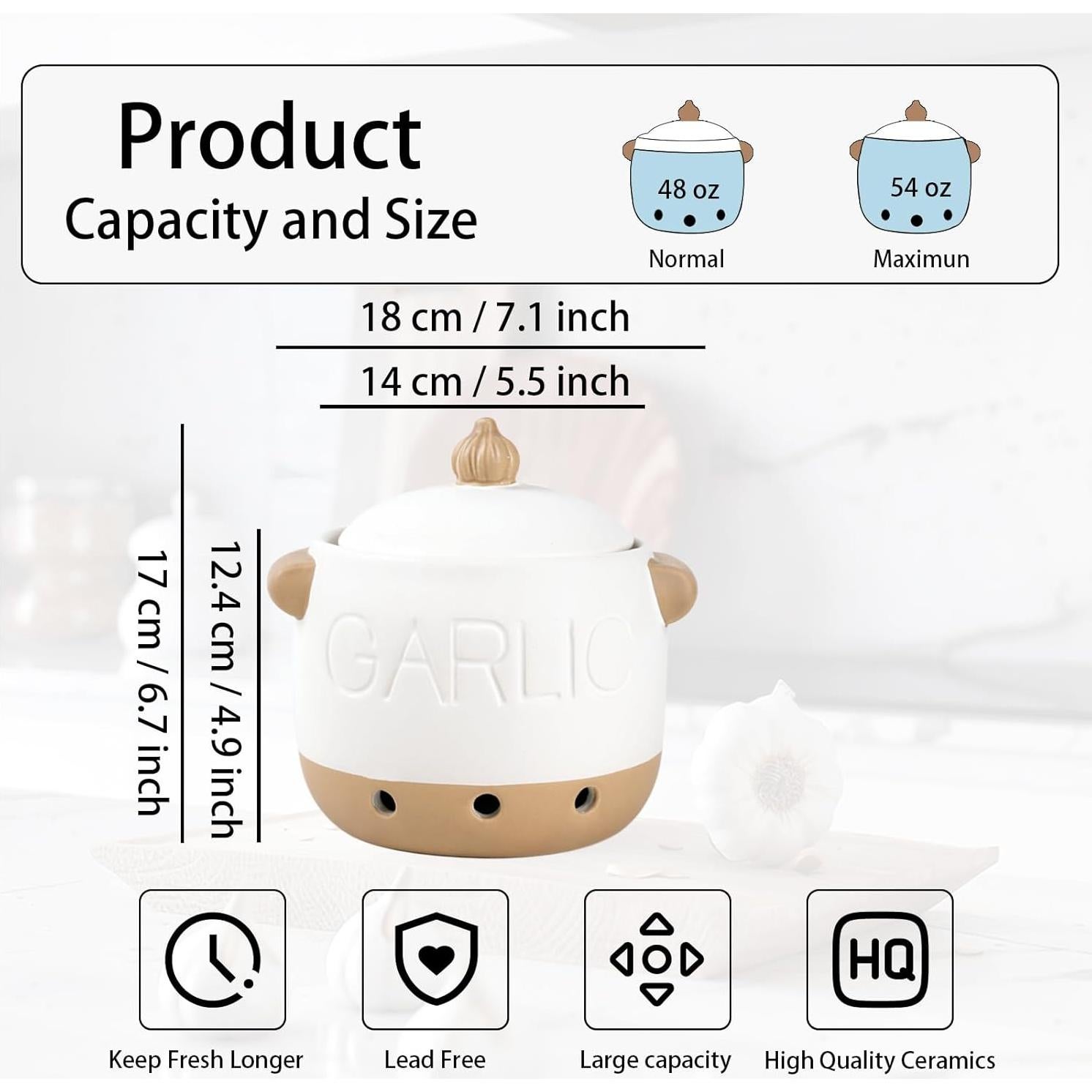 Conservador de Ajo Cerámica Zaposcca 1.54 kg Blanco