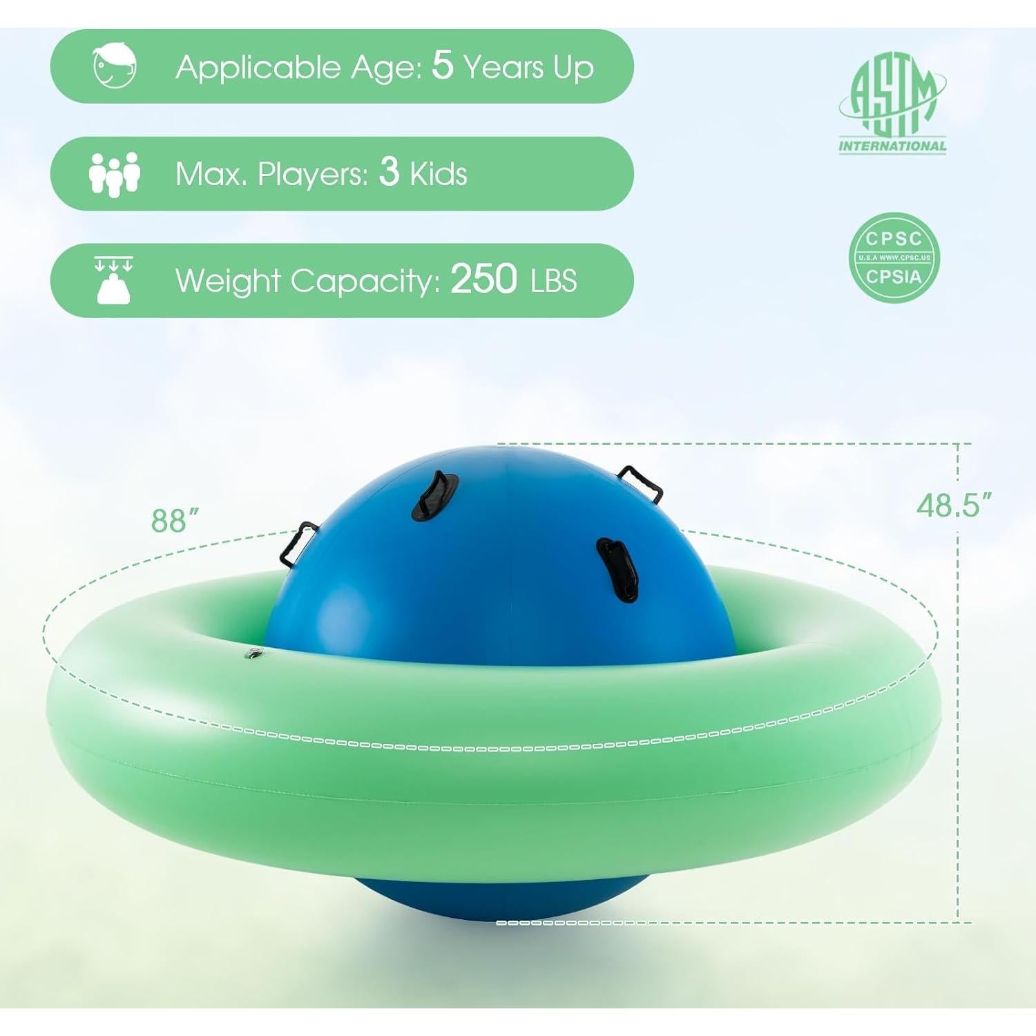 Costzon Rockero Domo Inflable 223 cm para Niños - Juguete de Equilibrio