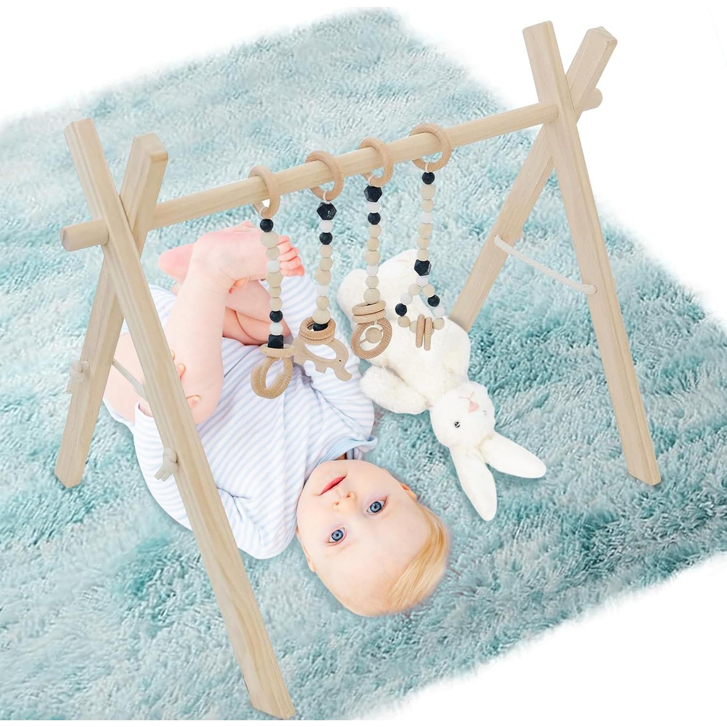 Gimnasio de Juego de Madera Poppyseed Play para Bebés - Montessori