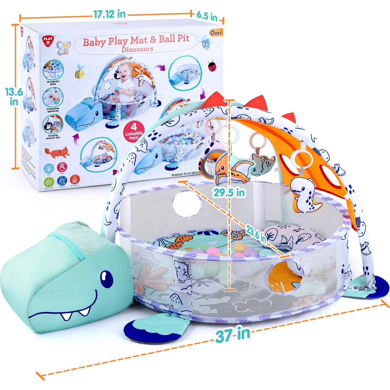 Alfombra de Juego para Bebés PLAY 4-en-1 - Dinosaurios, Lavable