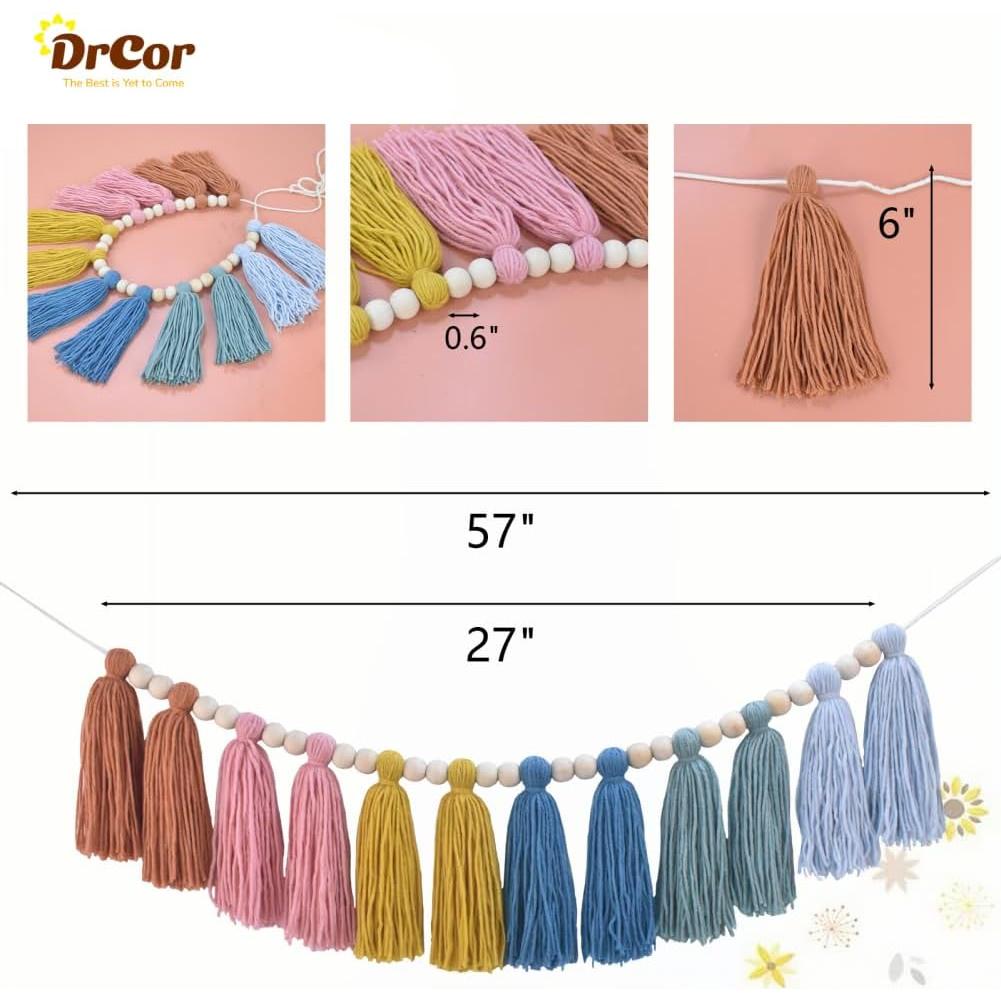 Guirnalda de Borlas Arcoíris Terroso DrCor - Decoración Infantil