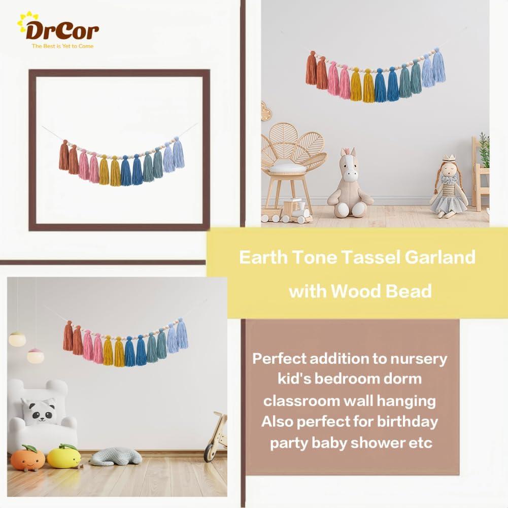 Guirnalda de Borlas Arcoíris Terroso DrCor - Decoración Infantil