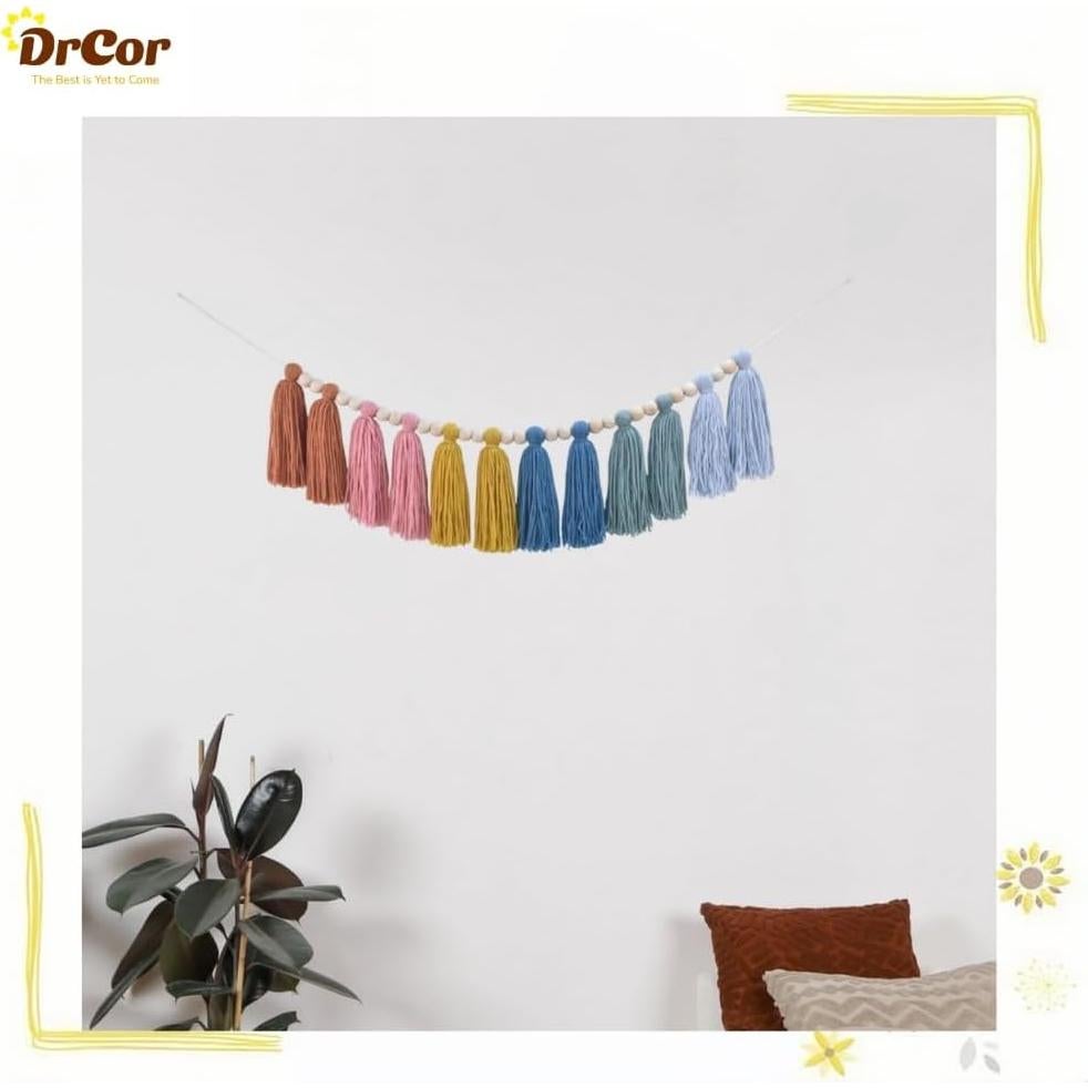 Guirnalda de Borlas Arcoíris Terroso DrCor - Decoración Infantil