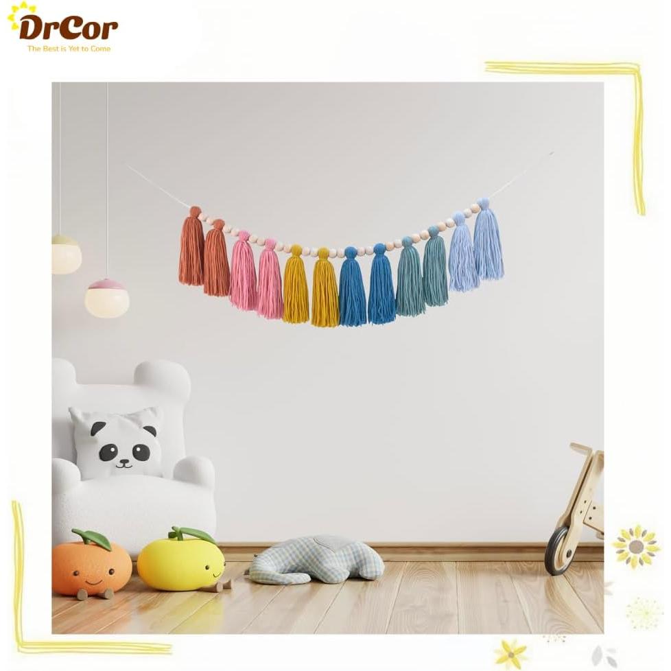 Guirnalda de Borlas Arcoíris Terroso DrCor - Decoración Infantil