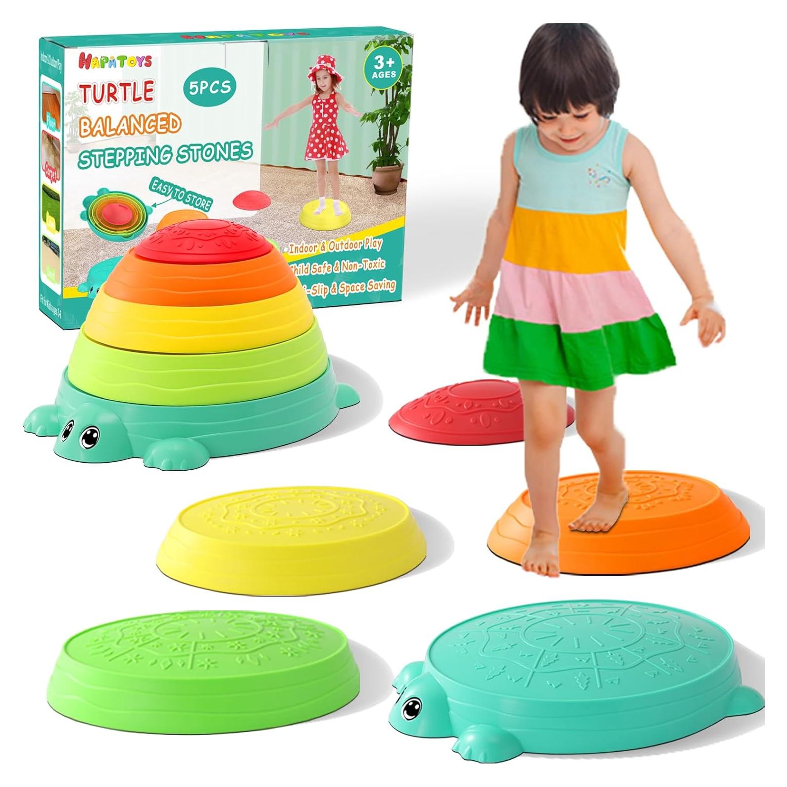 HAPATOYS Tabla de Equilibrio y 5 Piedras de Paso Antideslizantes