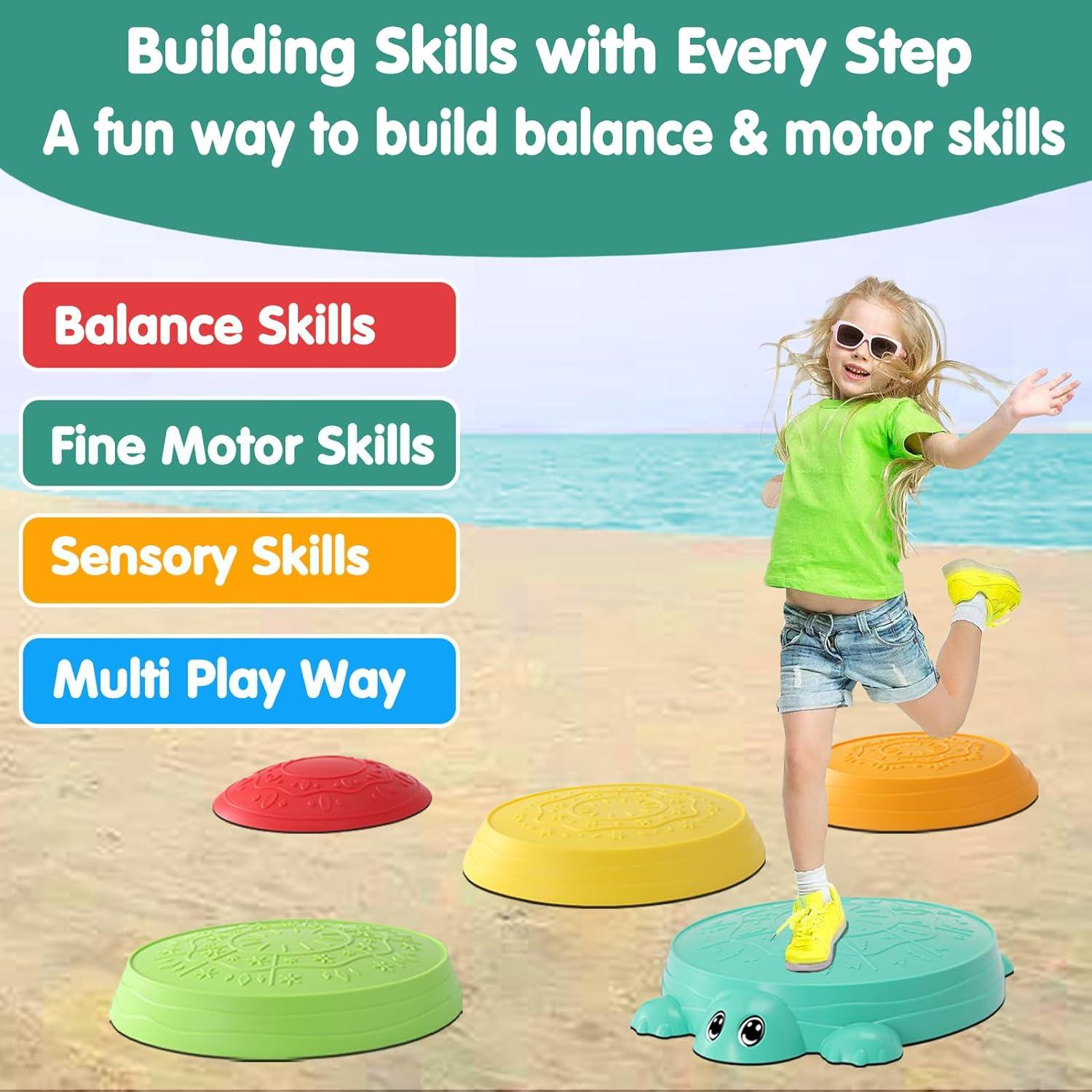 HAPATOYS Tabla de Equilibrio y 5 Piedras de Paso Antideslizantes