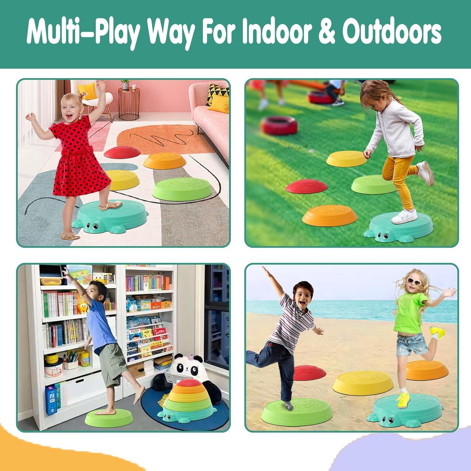 HAPATOYS Tabla de Equilibrio y 5 Piedras de Paso Antideslizantes