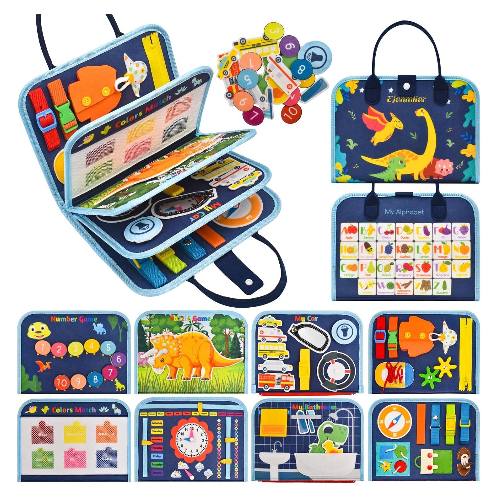 Libro Ocupado Montessori Dinosaurio 1-3 Años Actividades