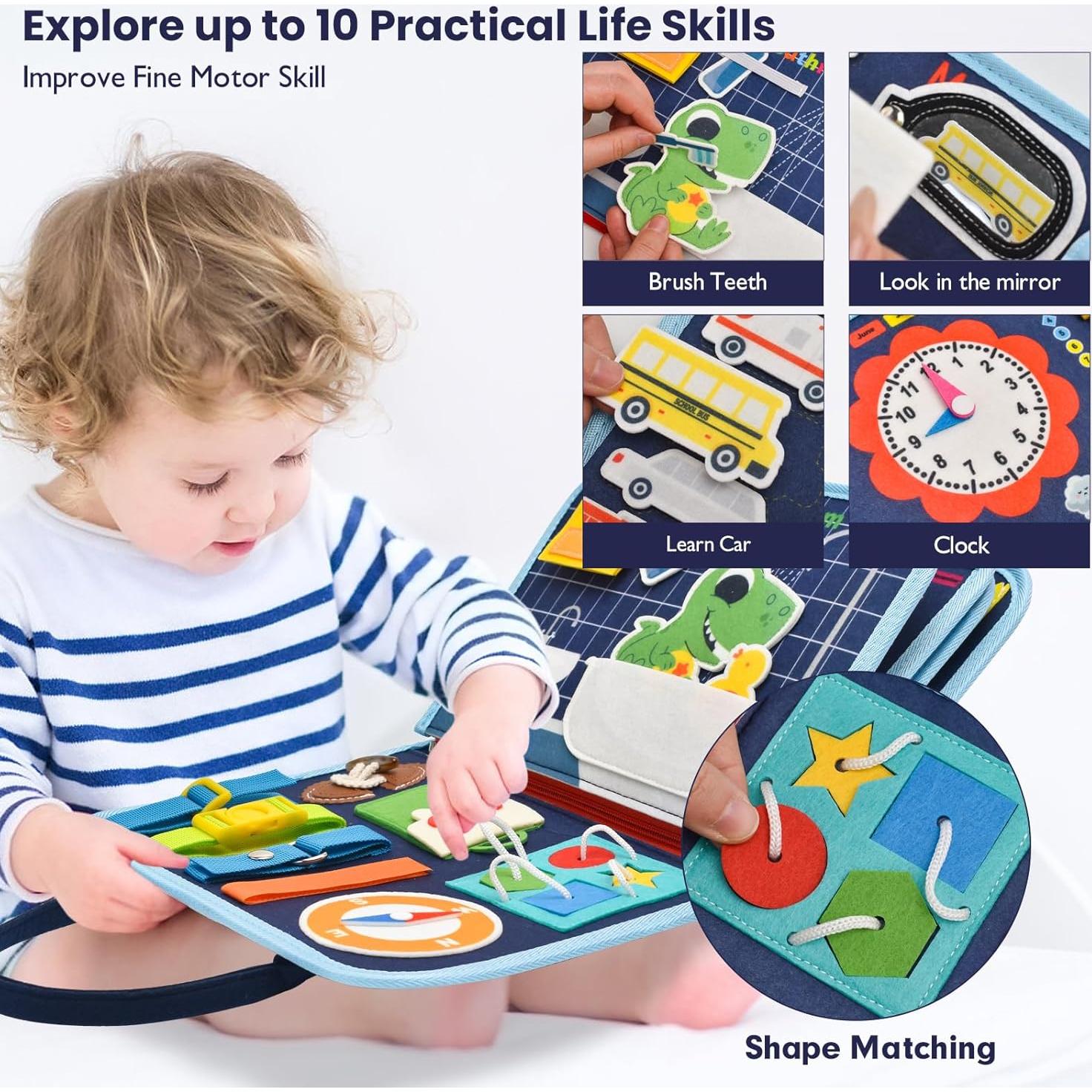 Libro Ocupado Montessori Dinosaurio 1-3 Años Actividades