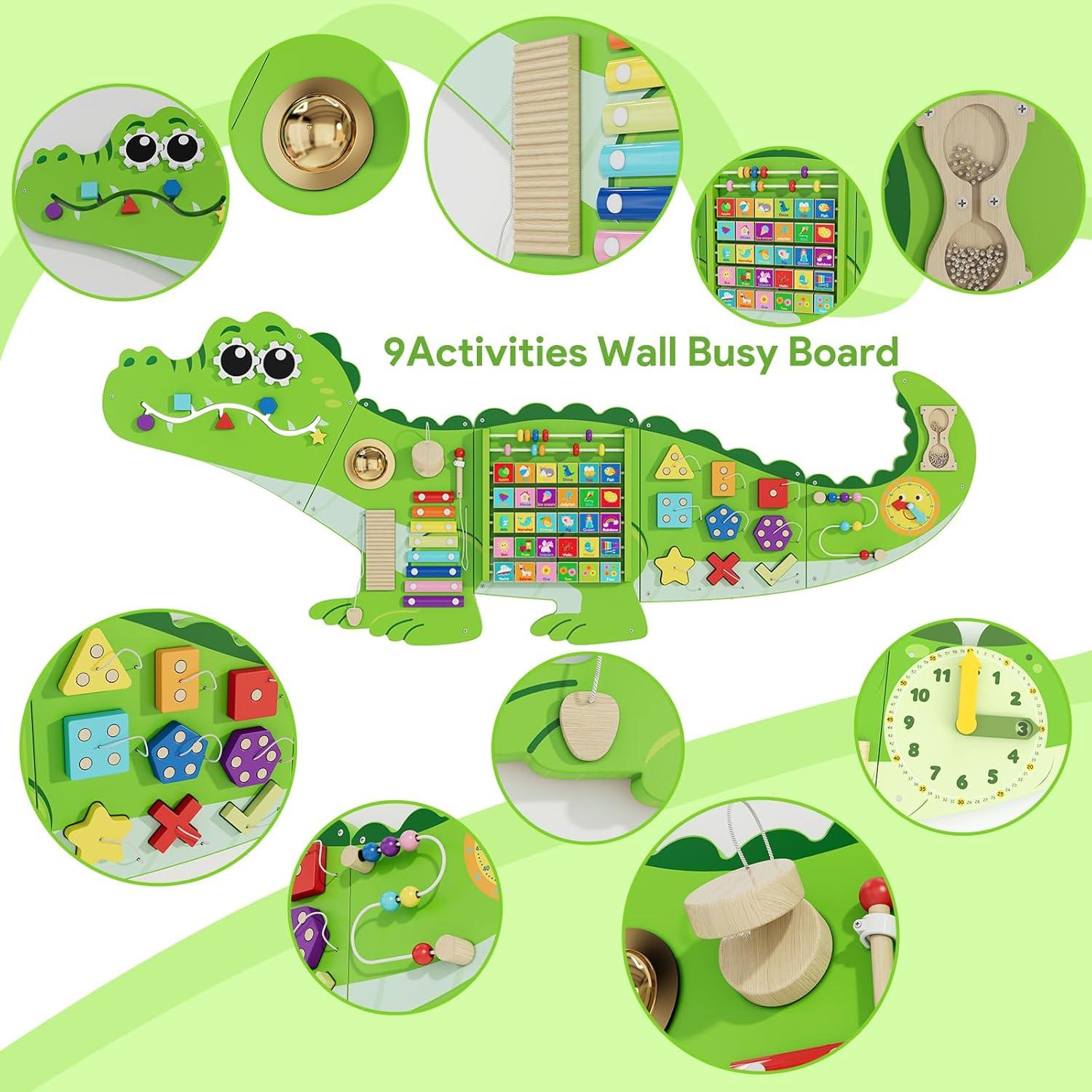 Panel Sensorial Montessori Cocodrilo CXQ 152x58 cm para Niños