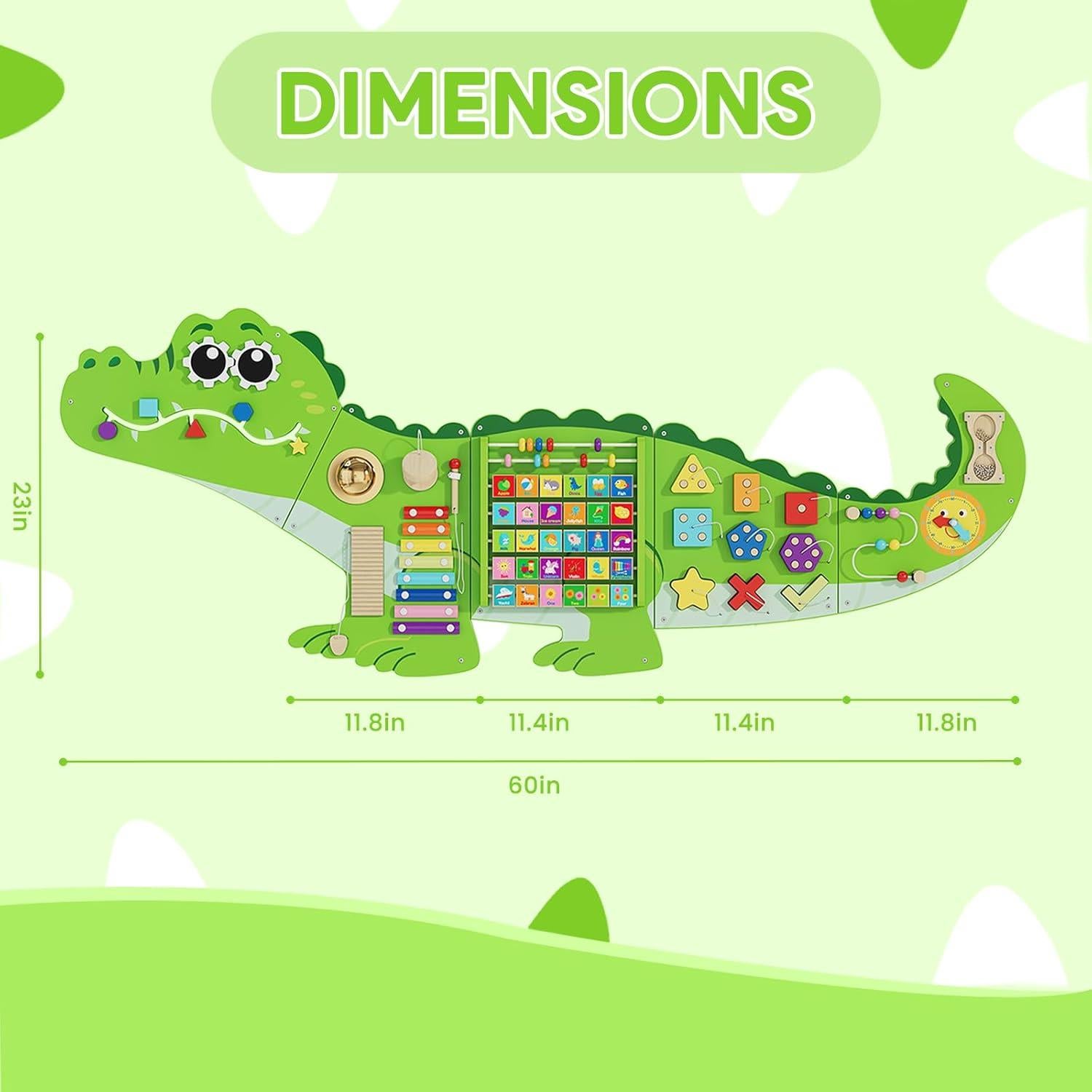 Panel Sensorial Montessori Cocodrilo CXQ 152x58 cm para Niños