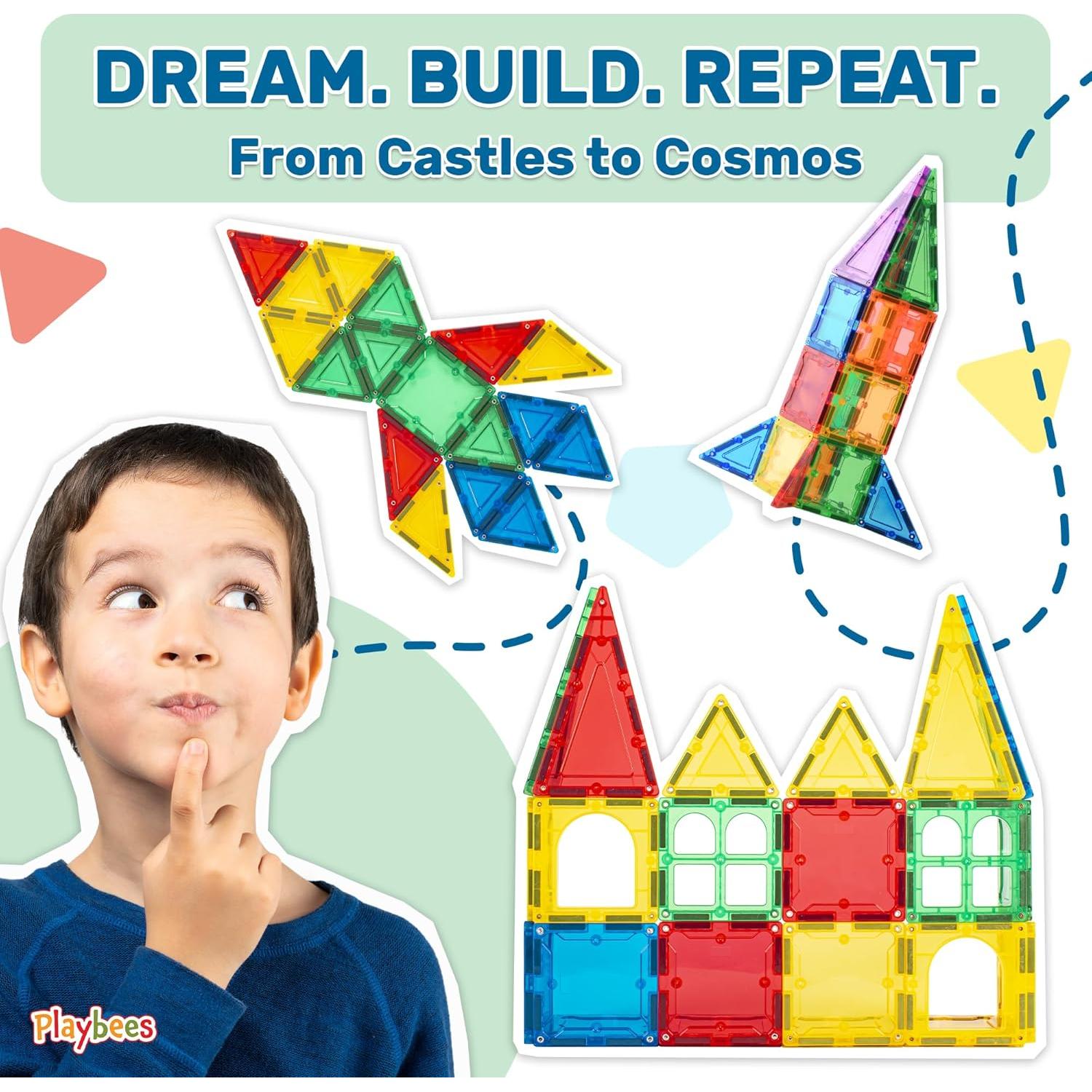 Bloques Magnéticos Playbees 60 Piezas para Niños 3-5 Años