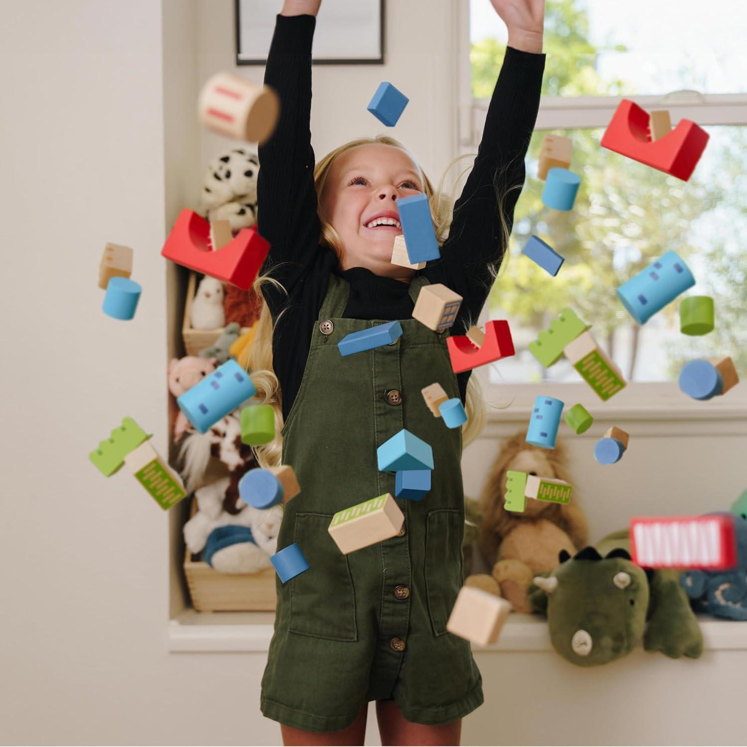 Set de Bloques de Madera Natural Castillo 80 Piezas - Merchsource