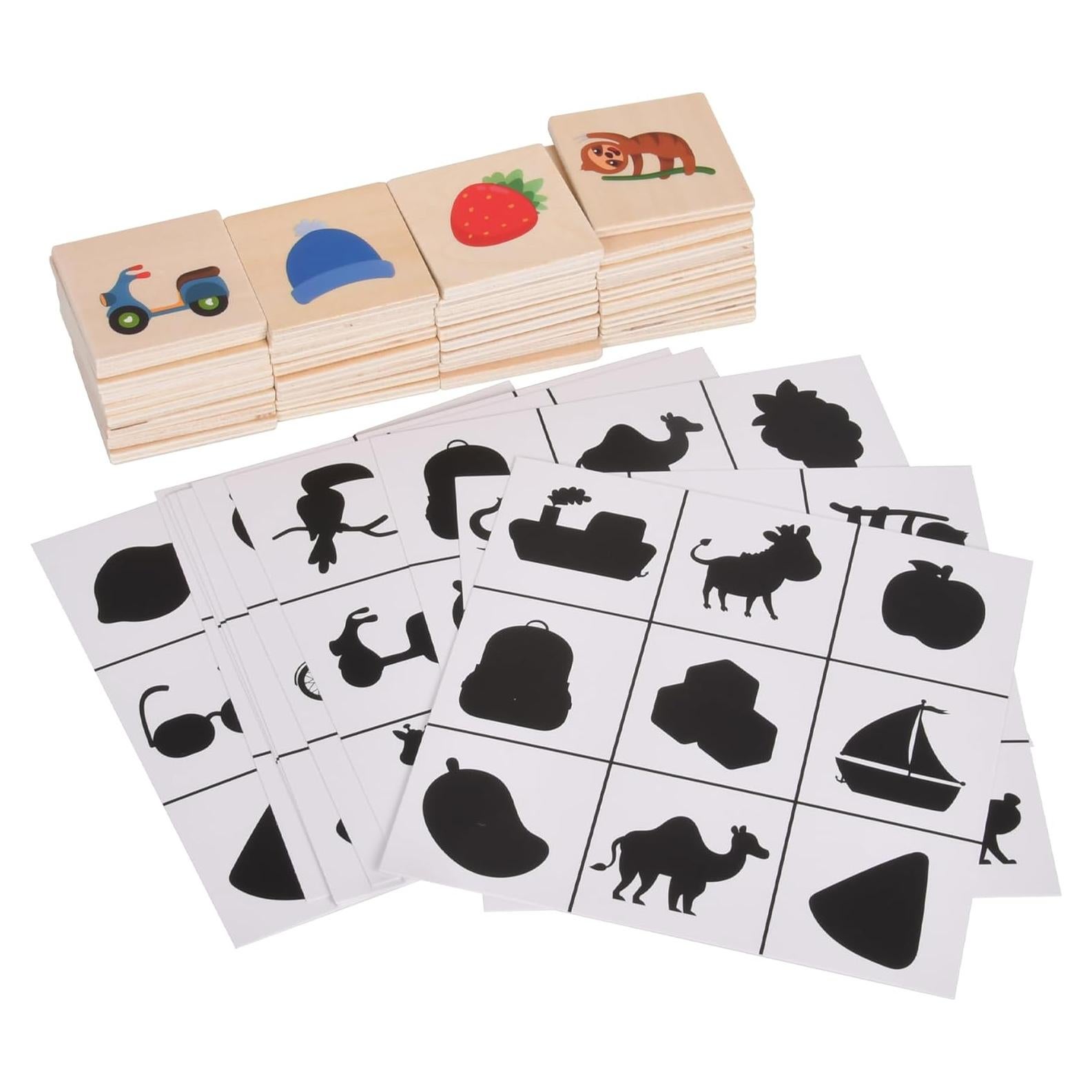 Juego de emparejamiento de sombras WNWL de madera rojo 3-5 años