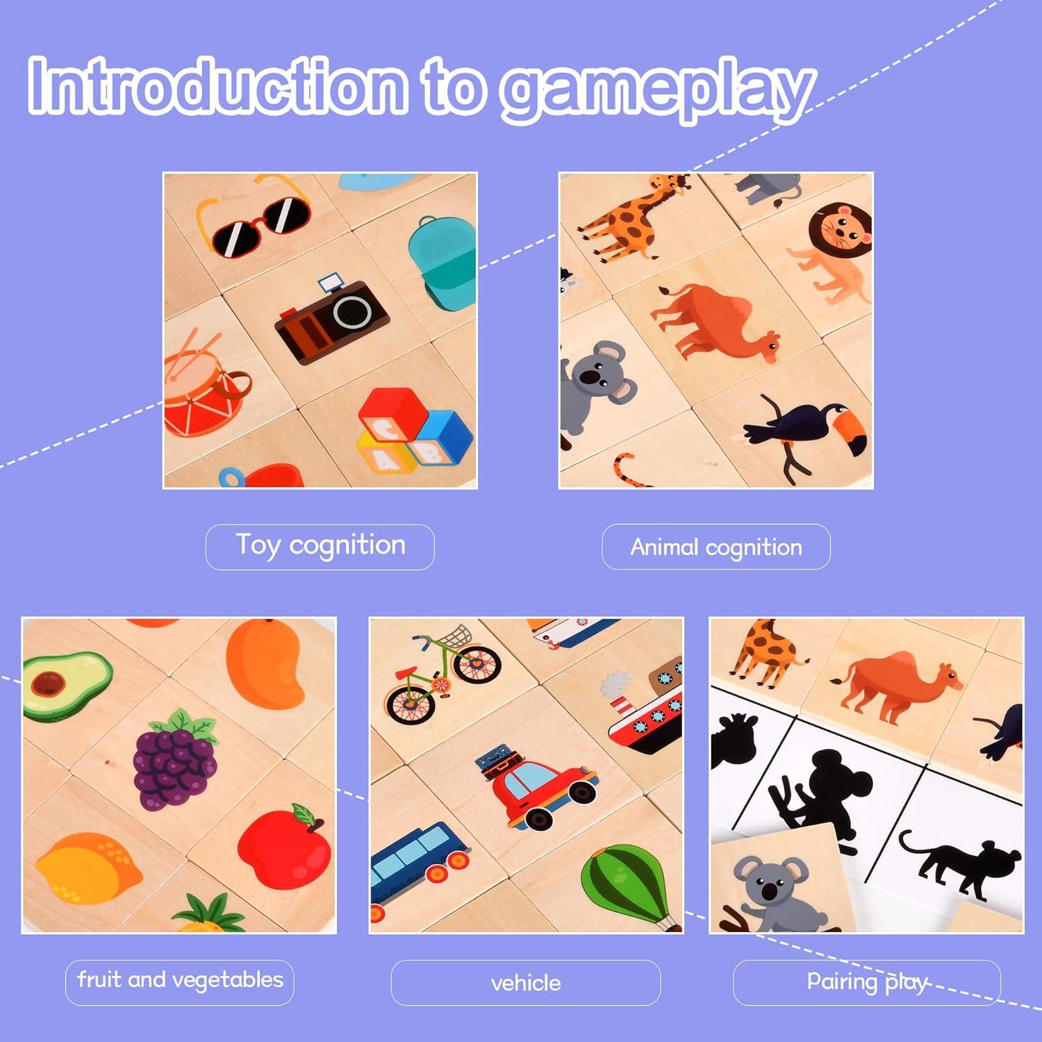 Juego de emparejamiento de sombras WNWL de madera rojo 3-5 años