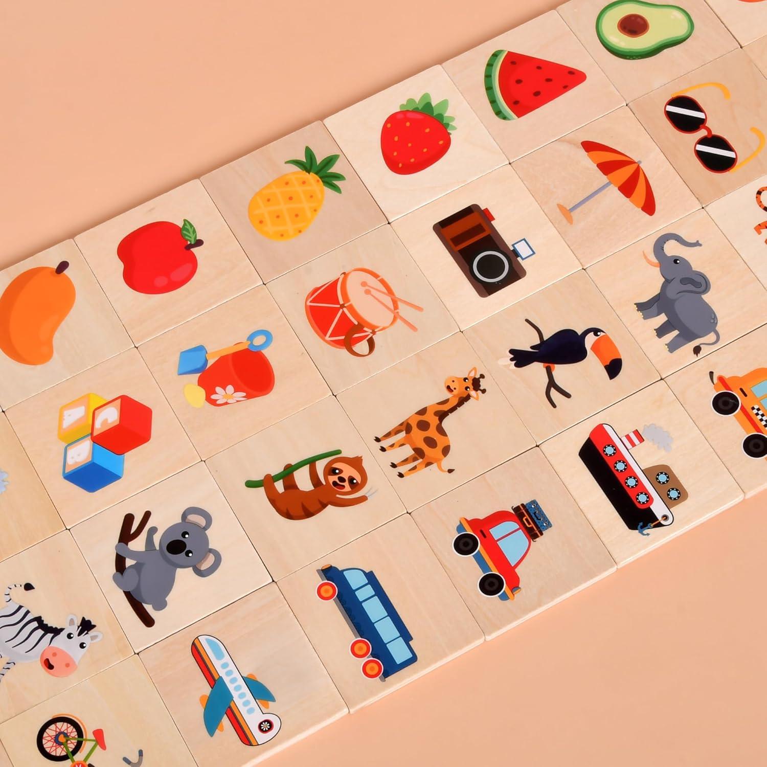 Juego de emparejamiento de sombras WNWL de madera rojo 3-5 años