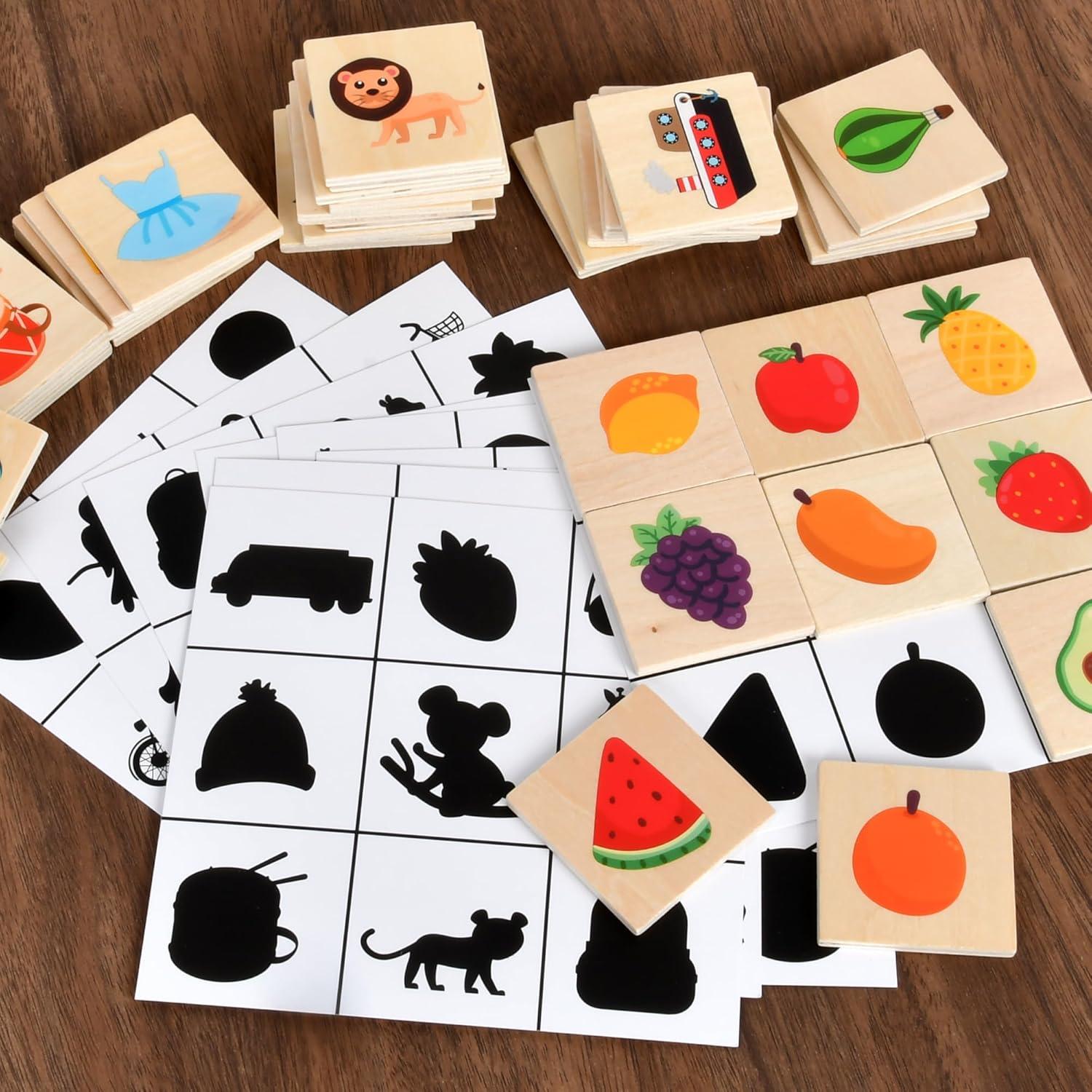 Juego de emparejamiento de sombras WNWL de madera rojo 3-5 años