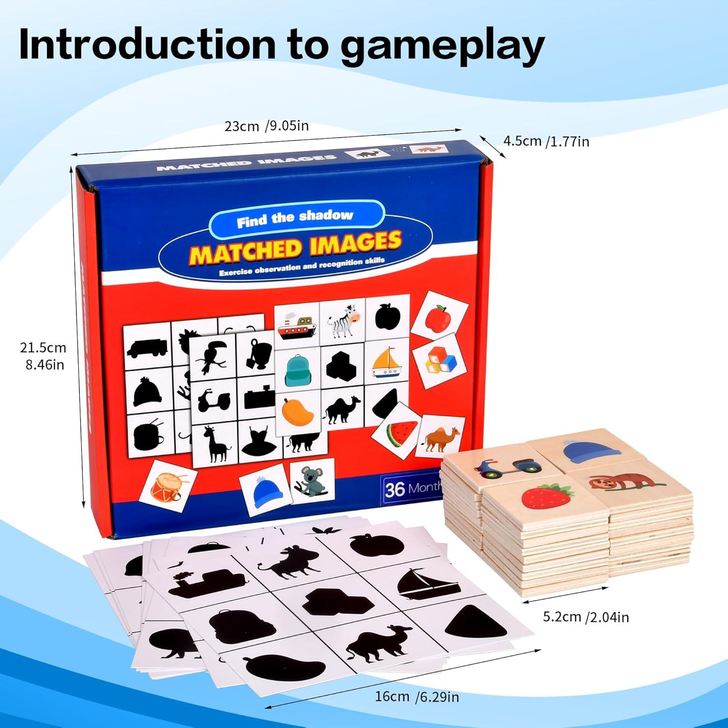 Juego de emparejamiento de sombras WNWL de madera rojo 3-5 años