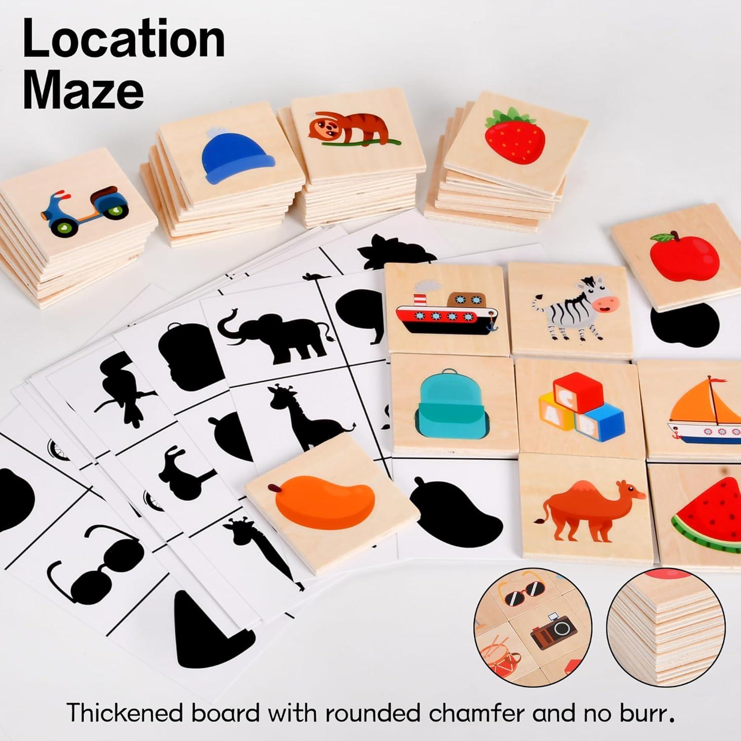 Juego de emparejamiento de sombras WNWL de madera rojo 3-5 años