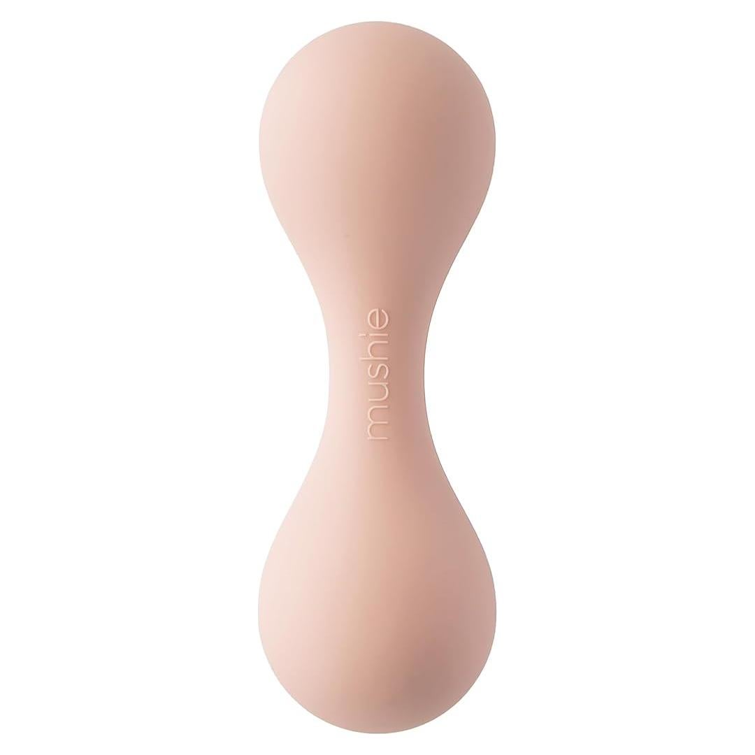 Sonajero de Silicona para Bebés Mushie Rosa 4x13 cm