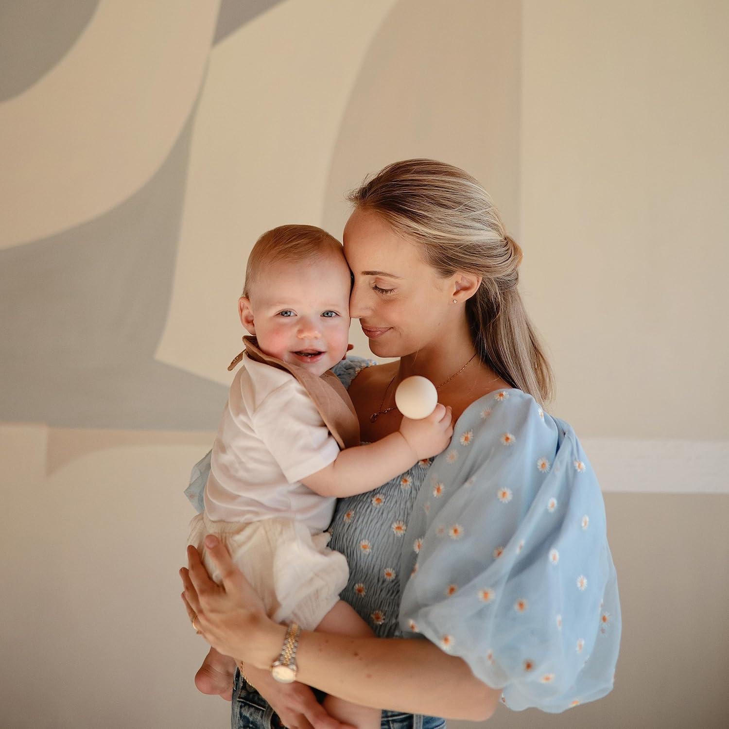 Sonajero de Silicona para Bebés Mushie Rosa 4x13 cm