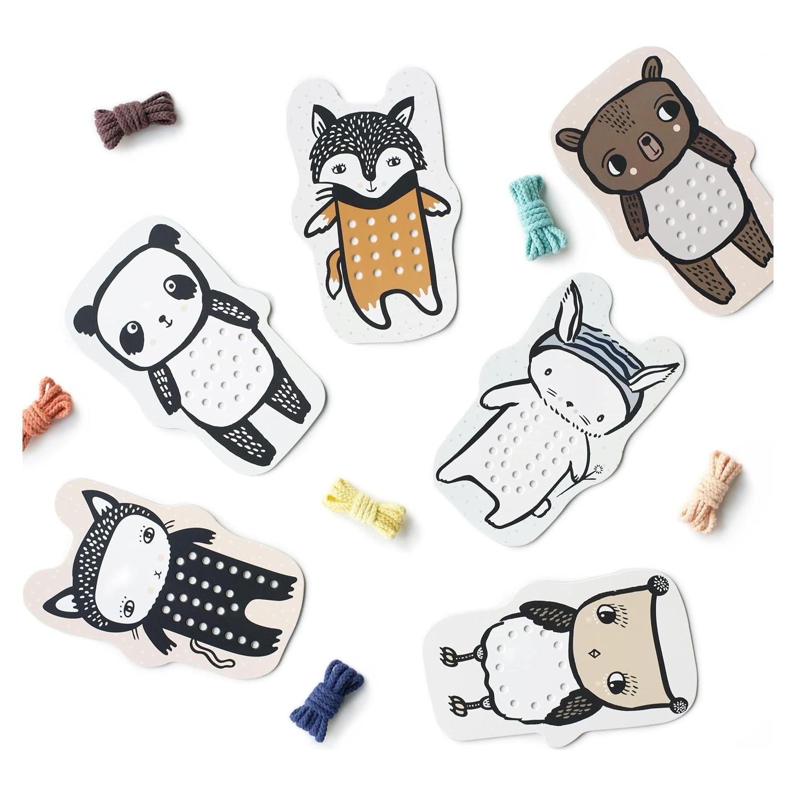 Tarjetas de Enhebrar Animales Wee Gallery - Juego Educativo 3+