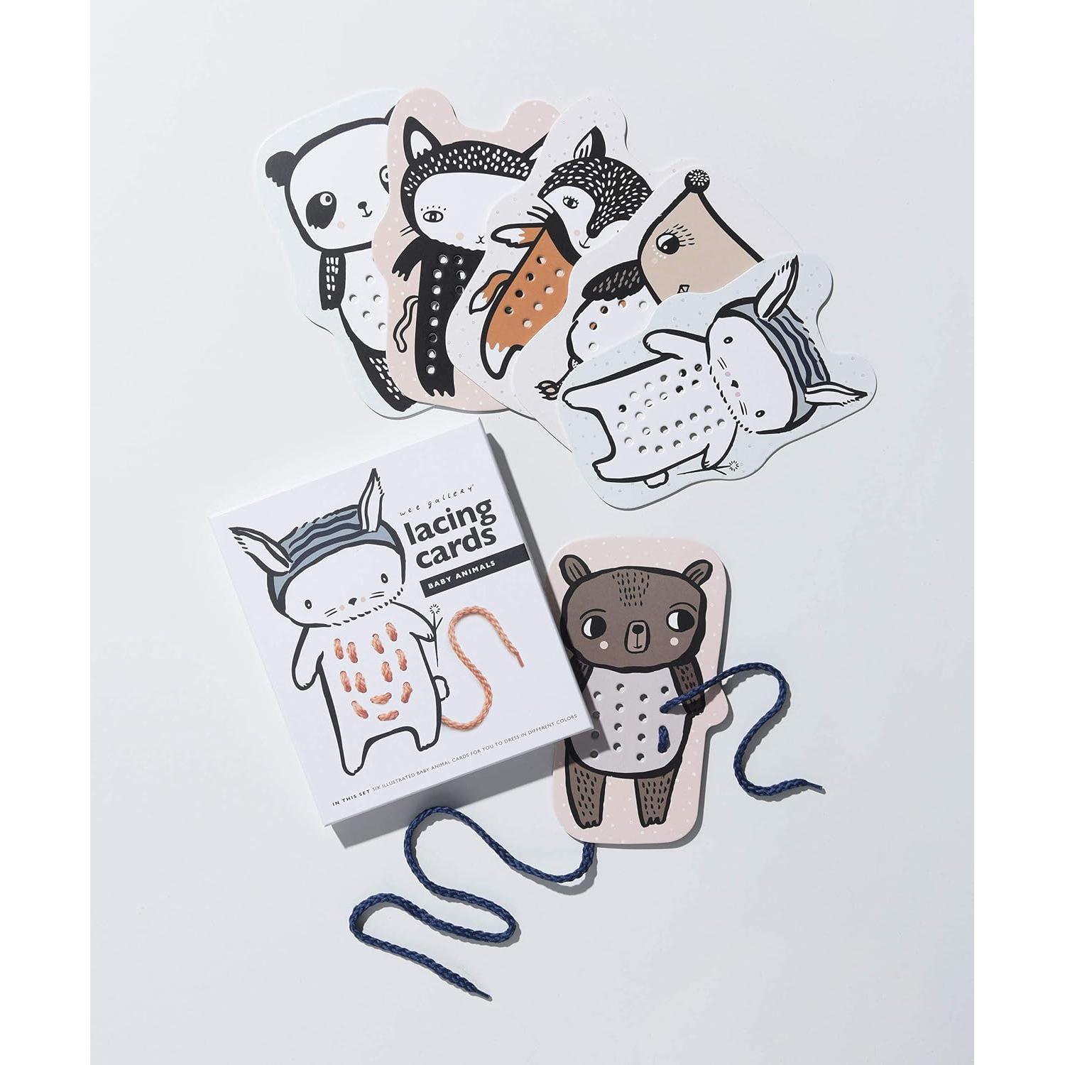 Tarjetas de Enhebrar Animales Wee Gallery - Juego Educativo 3+